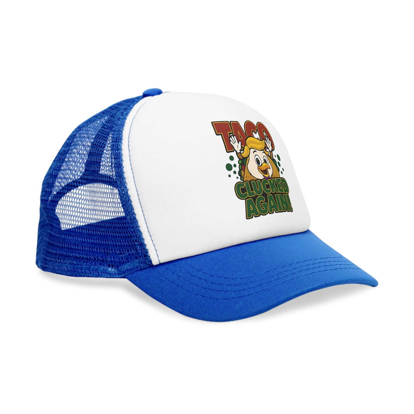 Funny Taco Mesh Cap - Taco Lovers Trucker Hat, Gift for Foodies, Quirky Fashion Accessory, BBQ, Party, Culinary Fun, Clucked Again!