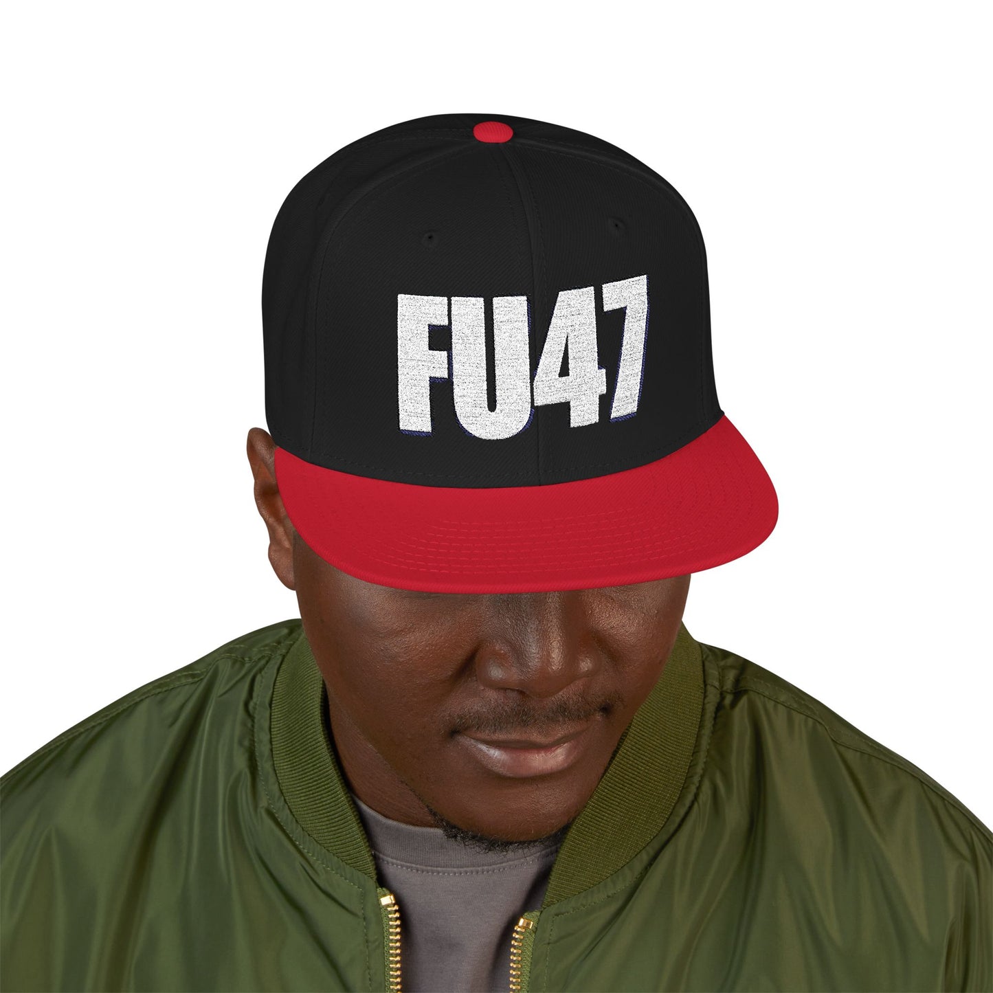FU47 Snapback Cap, Trendy Embroidered Hat for Casual Style, Perfect for Gifting, Cool Streetwear Accessory, Unisex Cap