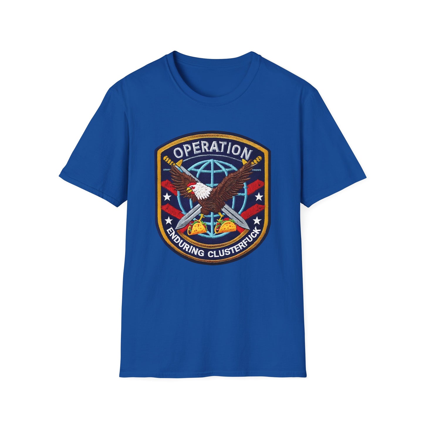 Operation Enduring Clusterf*ck Unisex Softstyle T-Shirt, Casual Wear, Military Humor Tee, Gift for Veterans, Fun Graphic Tee
