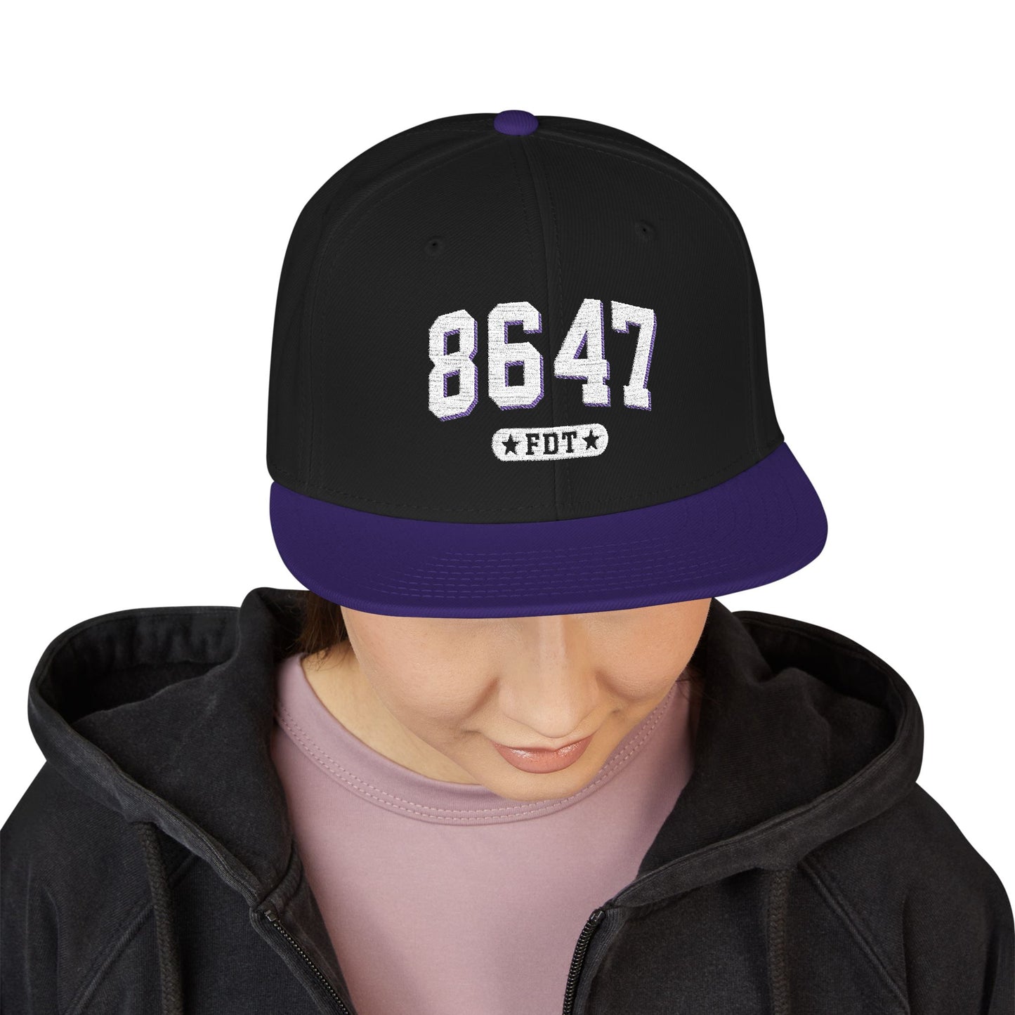 8647 FDT Snapback Cap, Embroidered Baseball Hat, Trendy Street Style, Gift for Political Enthusiasts, Unisex Fashion Headwear
