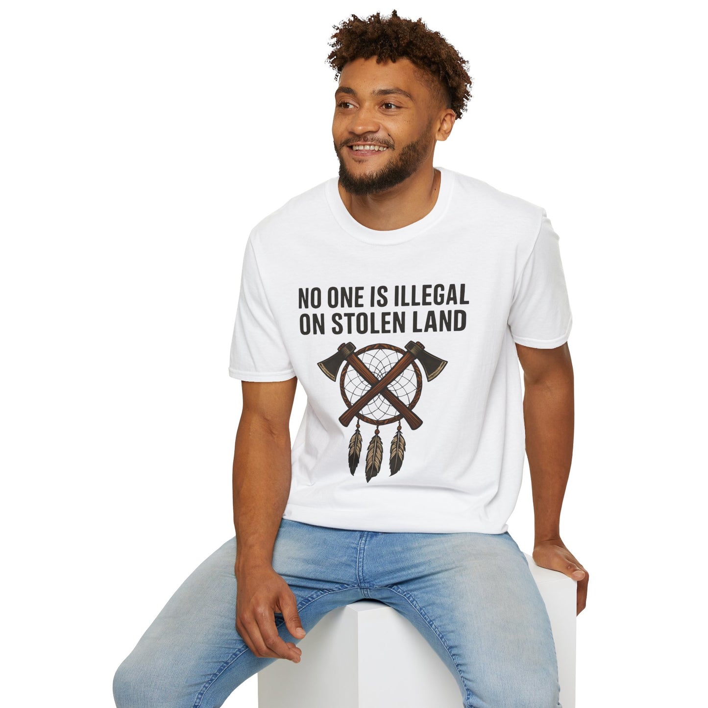 No One is illegal on Stolen Land t-shirt | Eco-Friendly Apparel, Casual Wear, Statement Tee, Social Justice Shirt, Gift Idea
