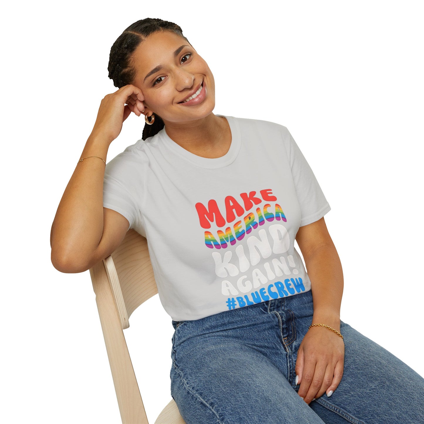 Make America Kind Again #BlueCrew T-Shirt,  Unisex #BlueCrew Tee, #BlueCrew Gear, Anti MAGA Tee, Anti Fascist Tee