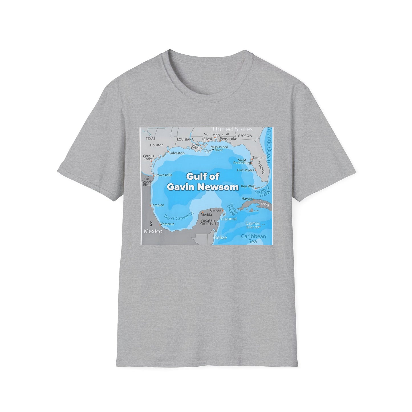 Gulf of Gavin Newsom Blue 2028 Unisex Softstyle T-Shirt, Political Tee, Election Day Shirt, Casual Fashion, Gift for Activists, Comfortable Everyday Wear