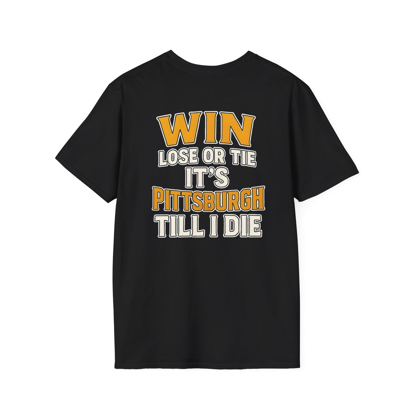 Pittsburgh Steelers Fan T-Shirt, Unisex Softstyle Tee, Black & Yellow Sports Shirt, Casual Game Day Apparel, Gift for Football Enthusiasts