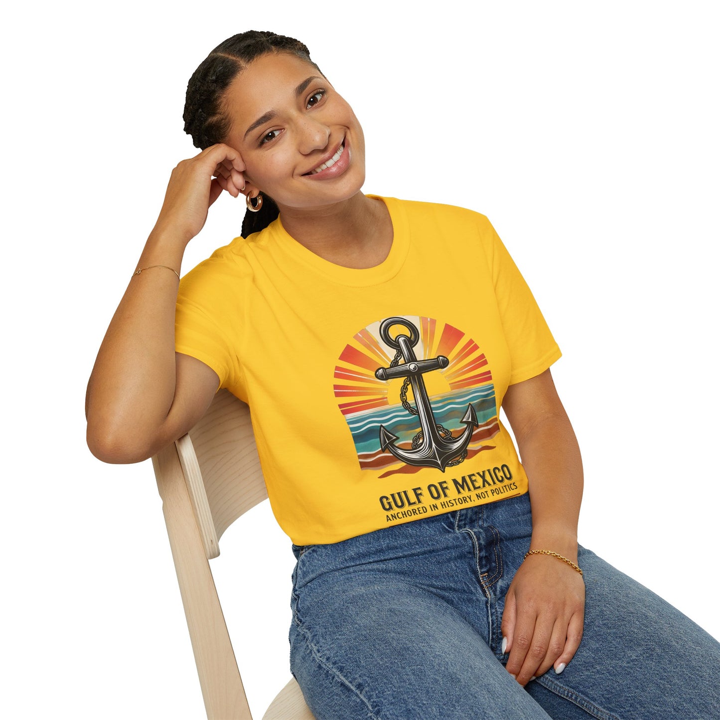 Gulf of Mexico, Anchored in History, Not Politics T-Shirt, Political Statement Tee, Anti Fascism Tee, AntiTrump Tee