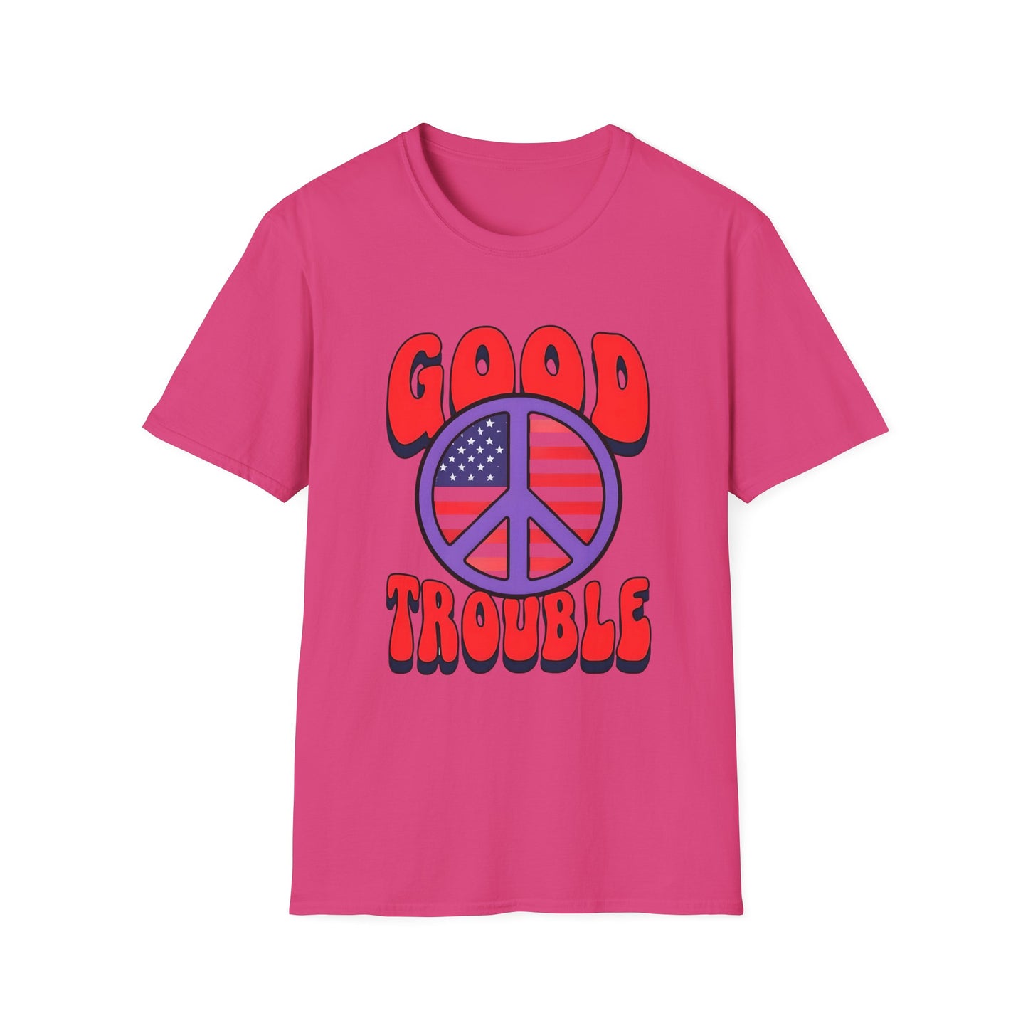 Peace & Good Trouble Unisex T-Shirt, Retro Graphic Tee, Casual Wear, Gift for Activists, July 4th Celebration Shirt