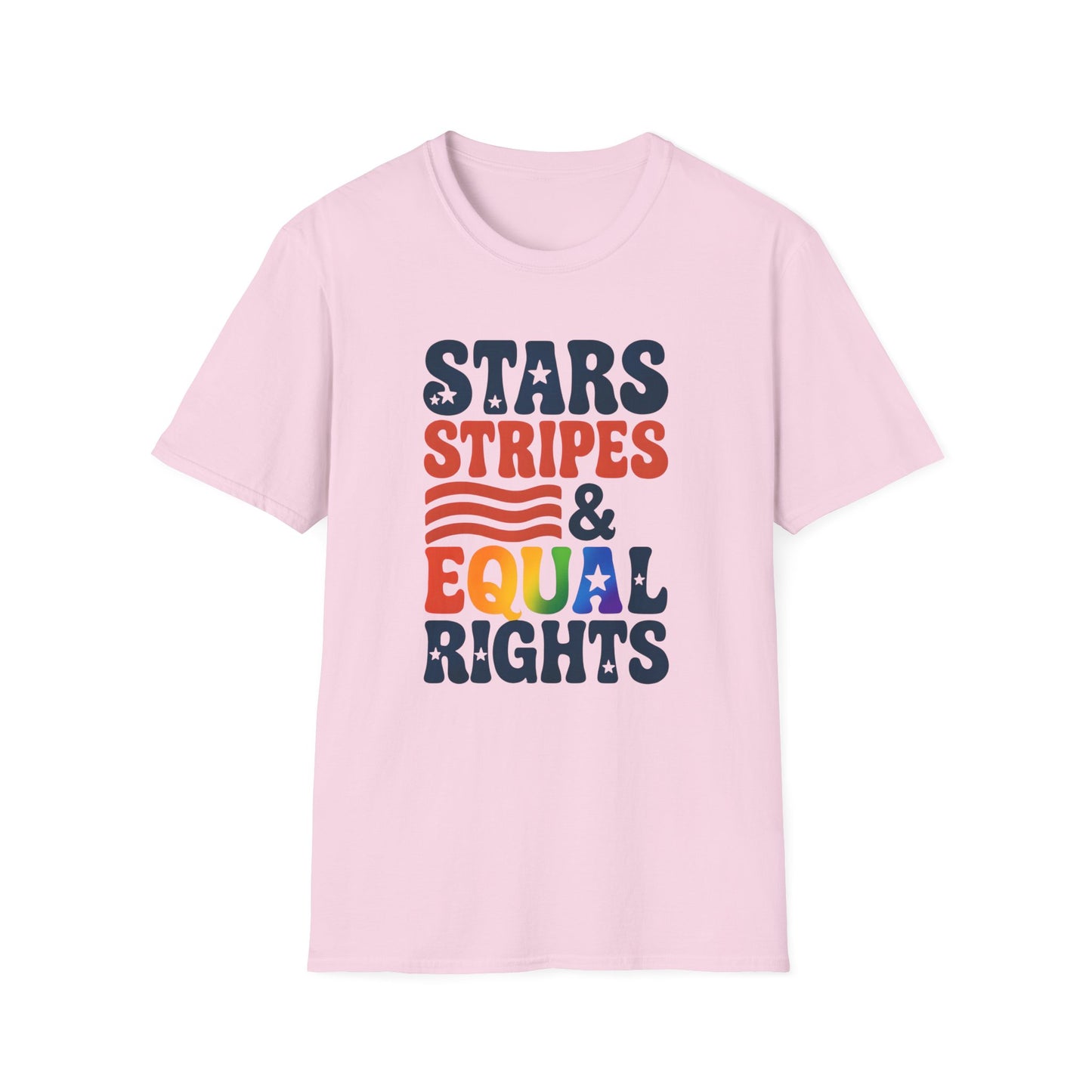 Stars Stripes and Equal Rights unisex tee, Casual protest Gift, LGBTQ tee, Unisex Softstyle Shirt,  Family Wear, gay rights