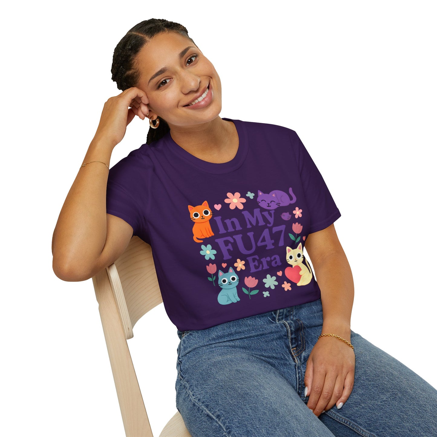 In My FU47 Era Unisex Tee, Cat Lover Gift, Comfortable Casual Wear, Funny Pet Humor, Perfect for Birthdays