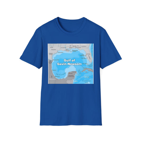 Gulf of Gavin Newsom Blue 2028 Unisex Softstyle T-Shirt, Political Tee, Election Day Shirt, Casual Fashion, Gift for Activists, Comfortable Everyday Wear