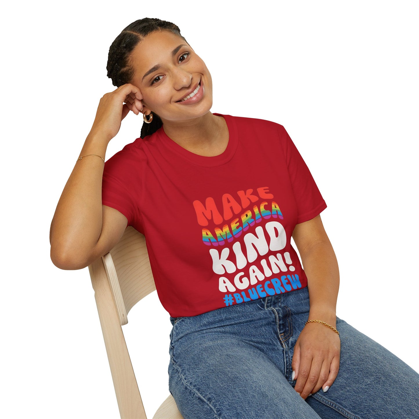Make America Kind Again #BlueCrew T-Shirt,  Unisex #BlueCrew Tee, #BlueCrew Gear, Anti MAGA Tee, Anti Fascist Tee