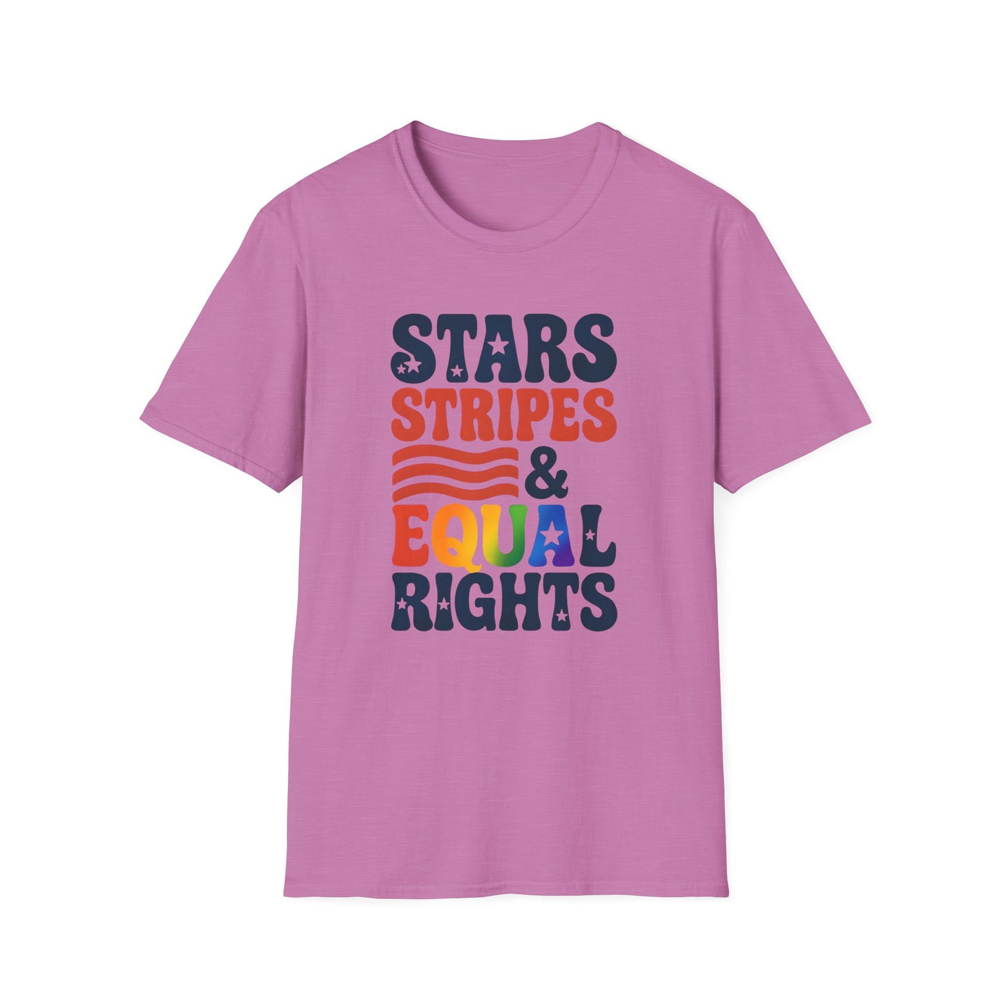 Stars Stripes and Equal Rights unisex tee, Casual protest Gift, LGBTQ tee, Unisex Softstyle Shirt,  Family Wear, gay rights