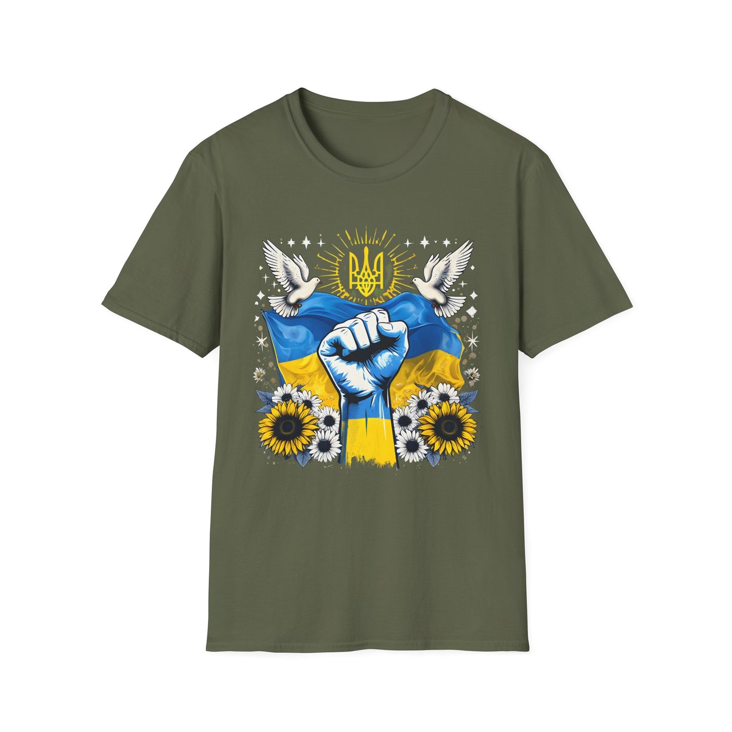 Uplifting Ukraine Unisex T-Shirt, Support Ukraine Tee, Softstyle Graphic Tee, Protest Apparel, Gift for Activists, Everyday Wear