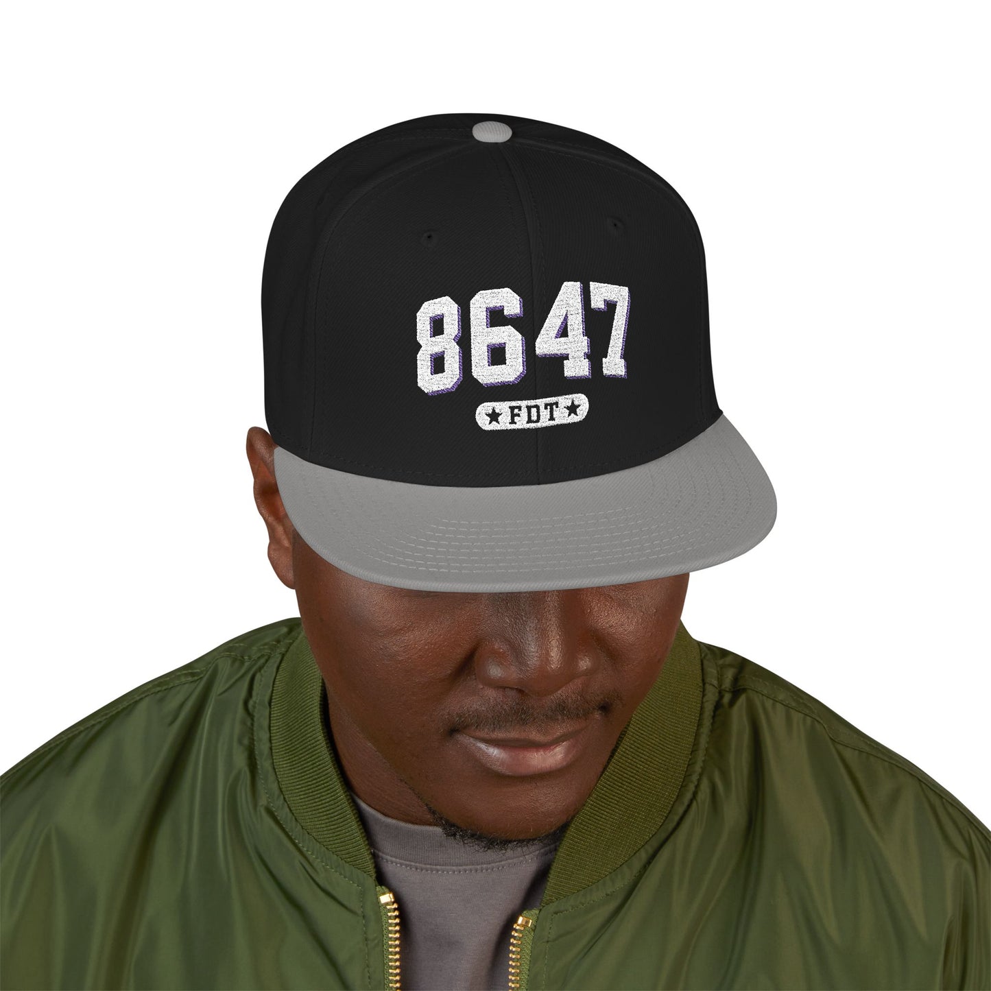 8647 FDT Snapback Cap, Embroidered Baseball Hat, Trendy Street Style, Gift for Political Enthusiasts, Unisex Fashion Headwear