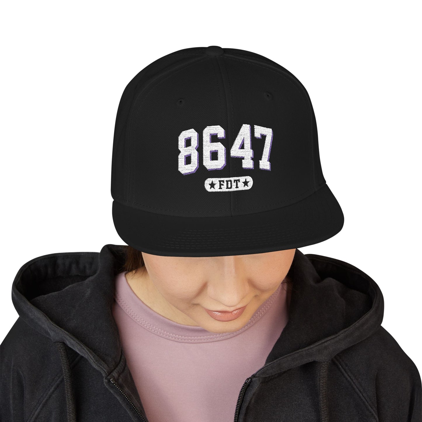 8647 FDT Snapback Cap, Embroidered Baseball Hat, Trendy Street Style, Gift for Political Enthusiasts, Unisex Fashion Headwear