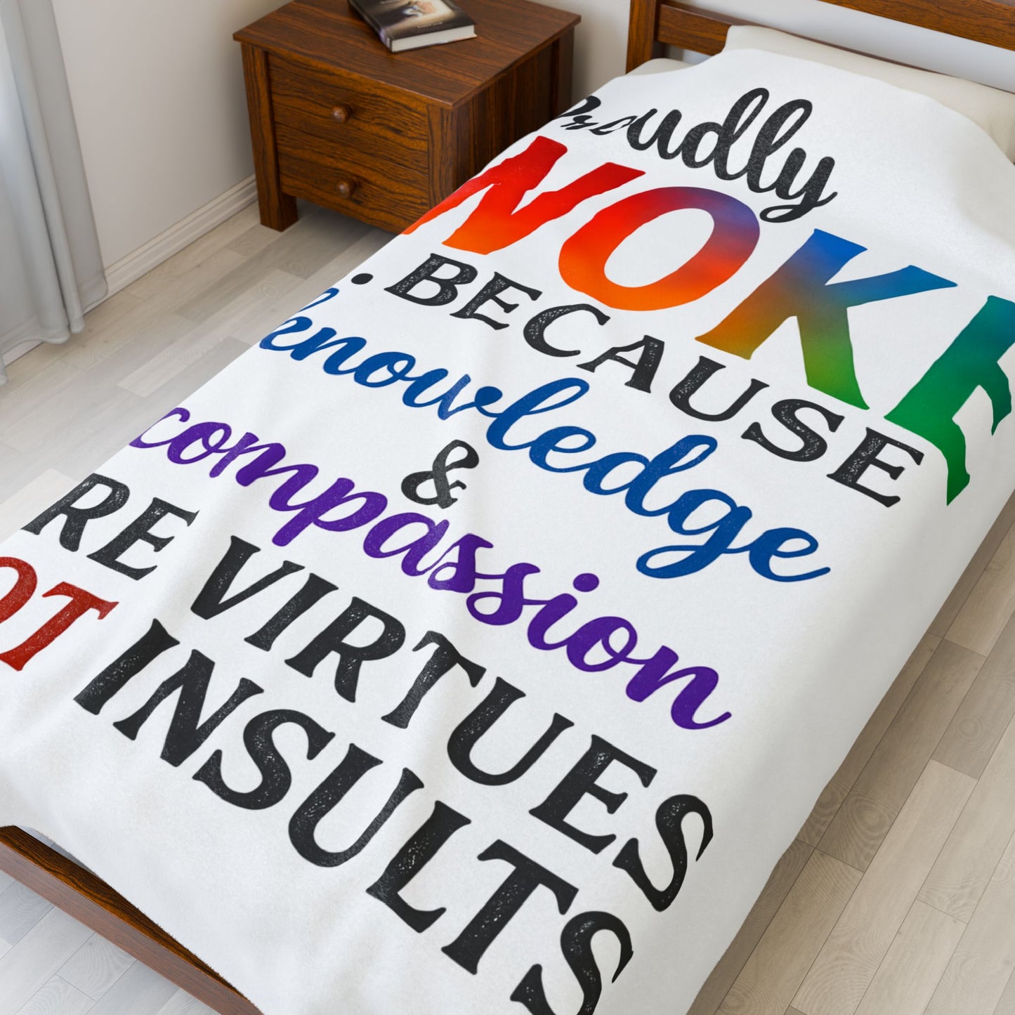 Woke Verse Plush Blanket, Cozy Gift for Activists, Soft Home Decor, Thoughtful Present, Inspirational Throw