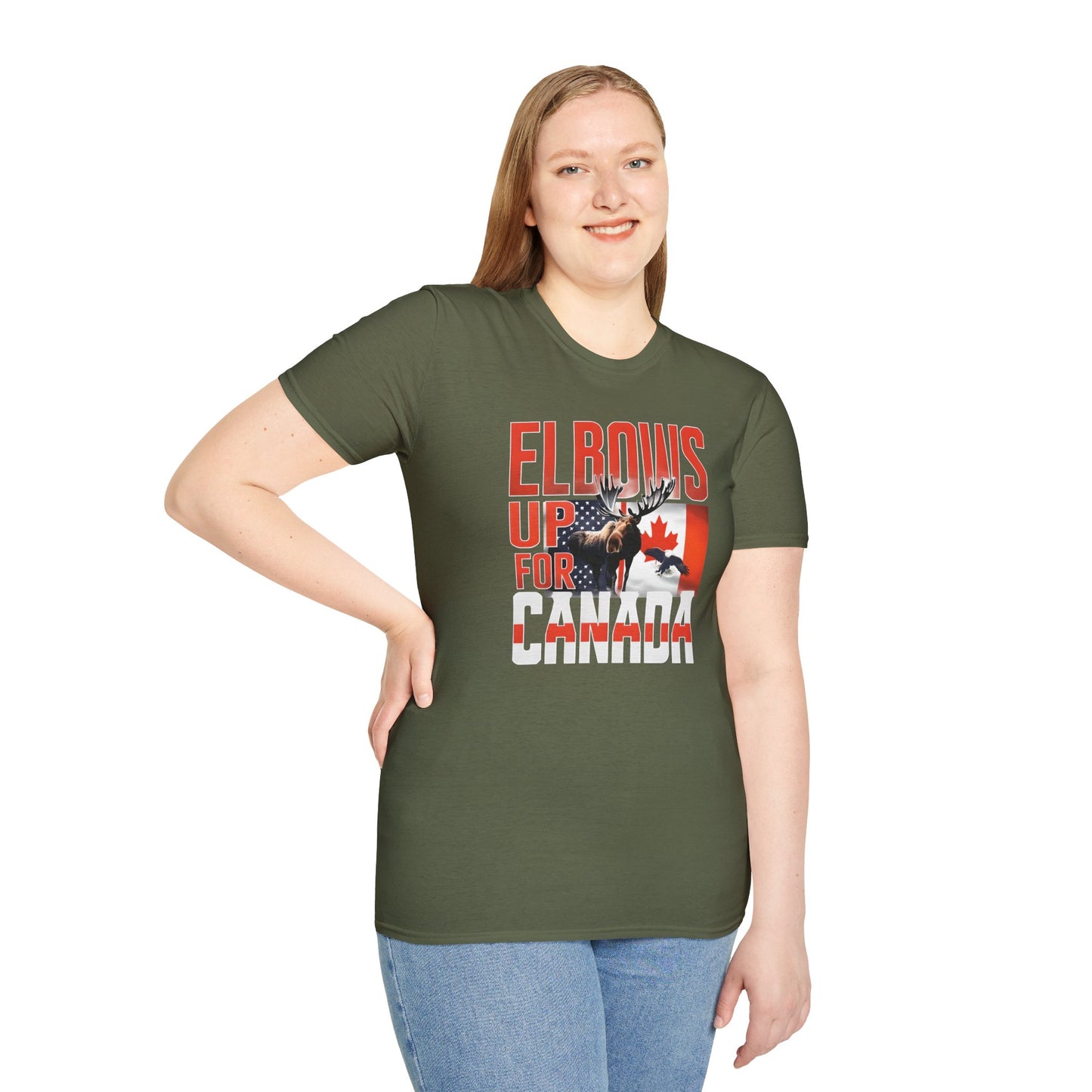 Elbows Up For Canada! Unisex Tee, Support Canada from Stateside Tee, Resistance T-shirt, Pro-Canada graphic Tee, unisex canada tee