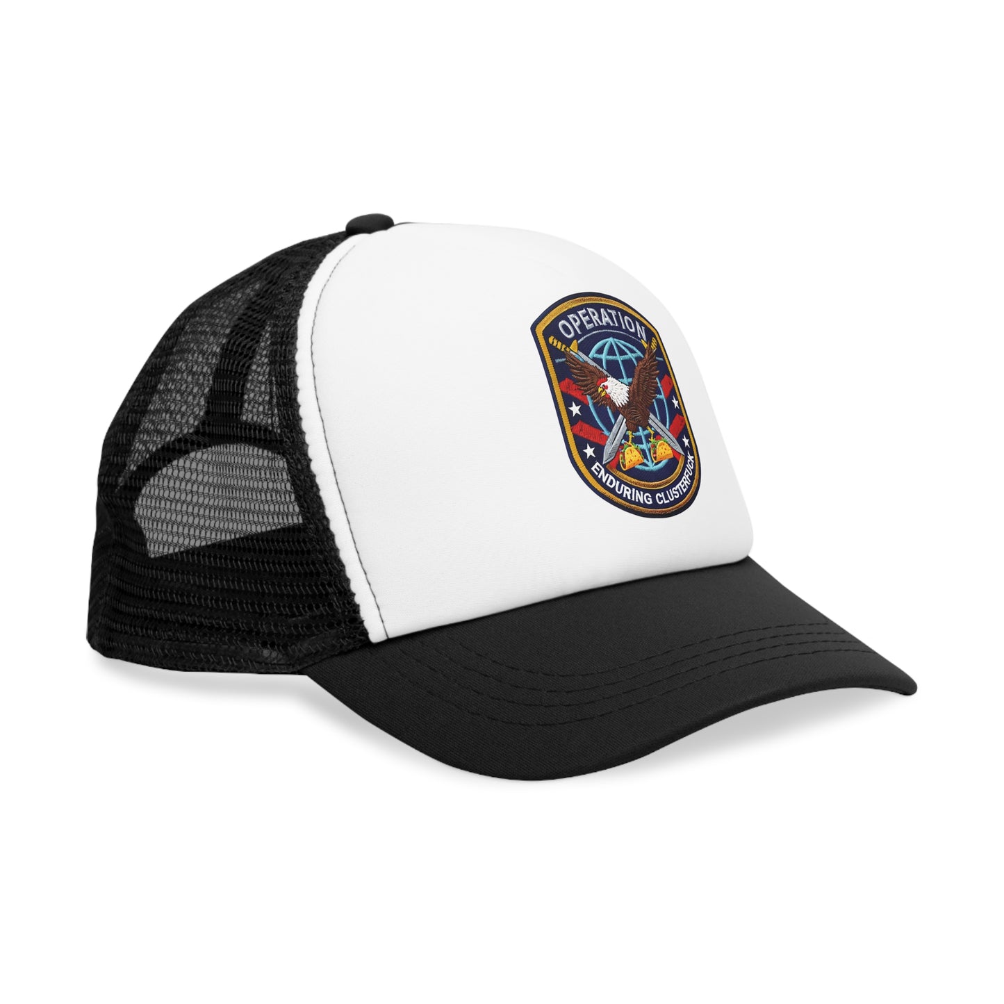 Operation Clusterfuck Mesh Cap, Trucker Hat, Military Cap, Red, White and Blue Fitted Hat, Outdoor Sports Hat, Gift for Veterans