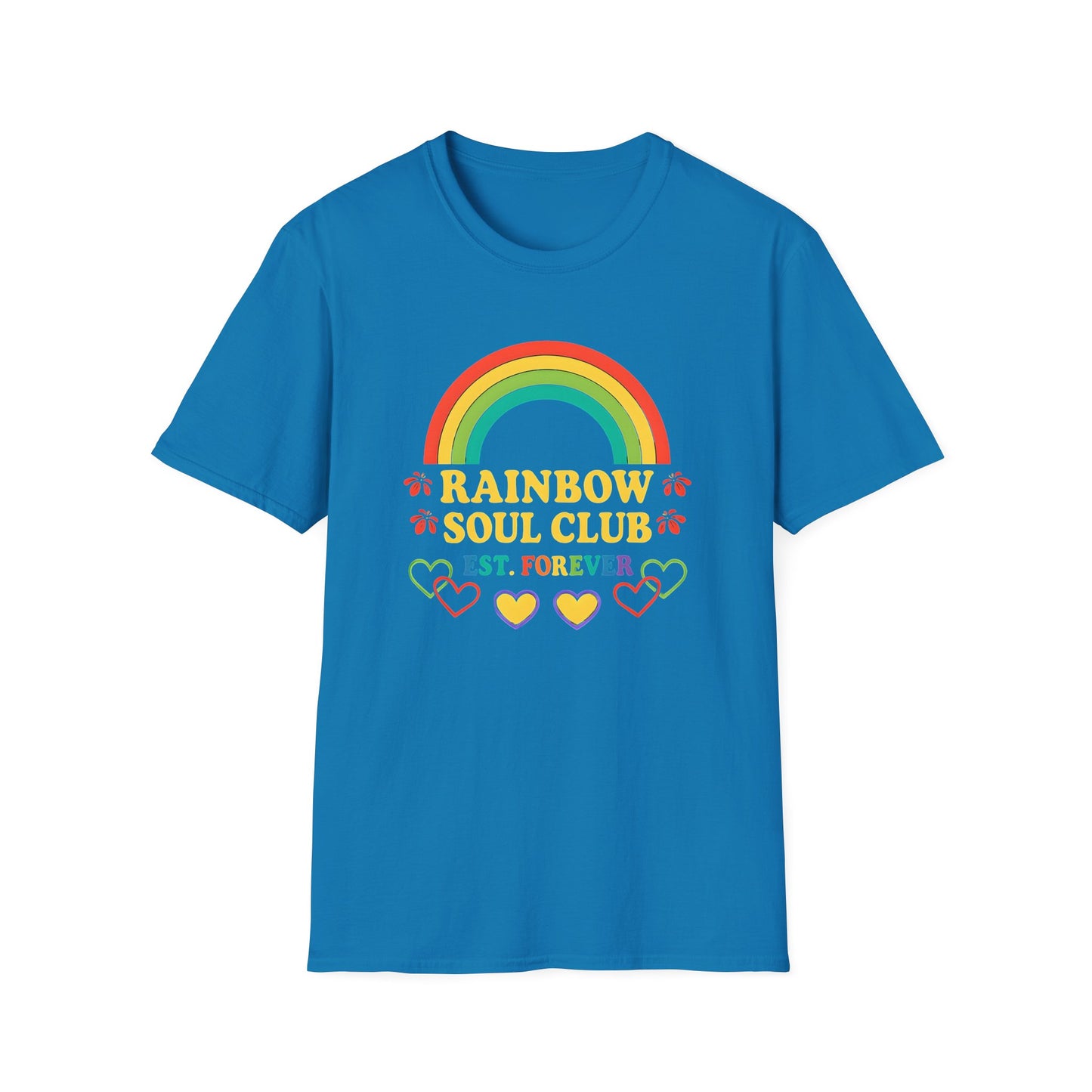 Rainbow Soul Club Pride T-Shirt, Retro Pride Tee, Cute Gift for Friends, LGBTQ+ Celebration Shirt, Summer Vibes Apparel, Casual Everyday