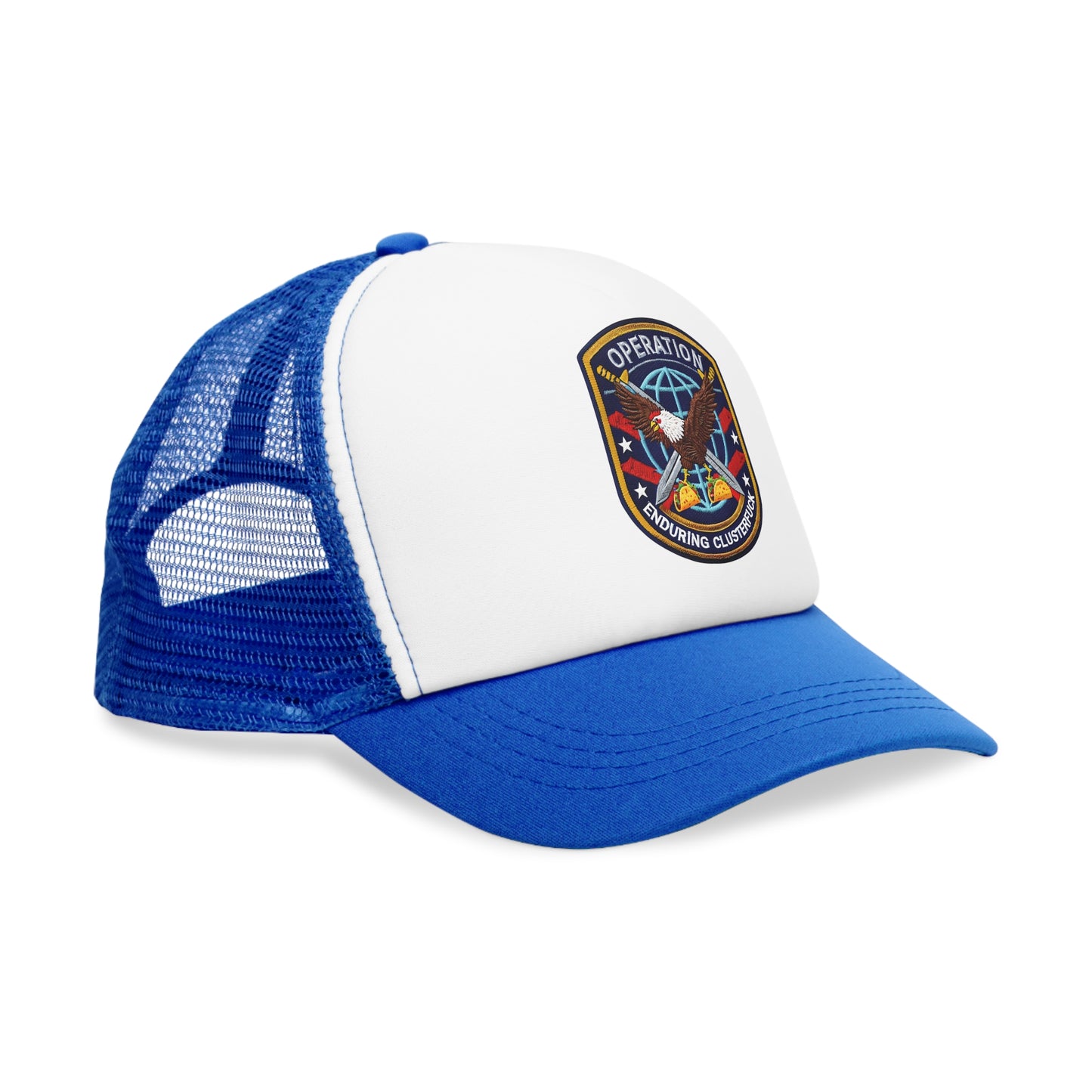Operation Clusterfuck Mesh Cap, Trucker Hat, Military Cap, Red, White and Blue Fitted Hat, Outdoor Sports Hat, Gift for Veterans