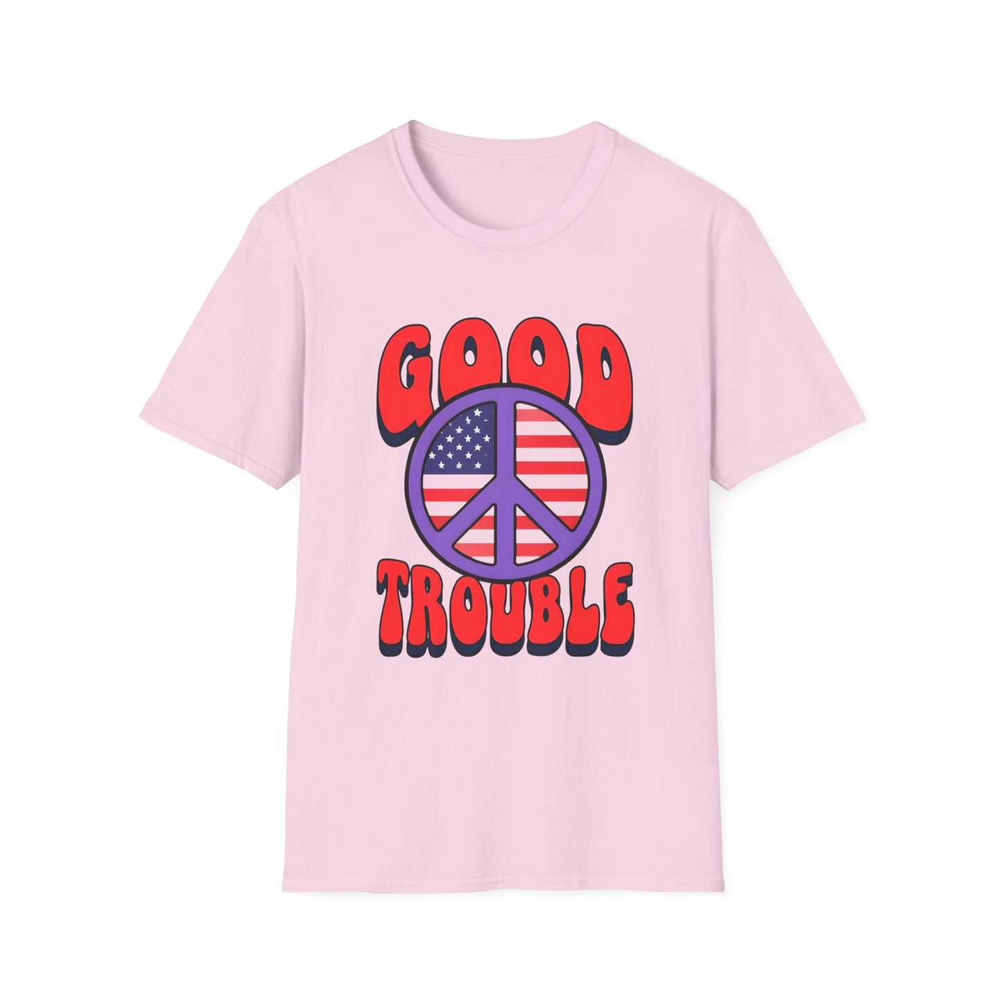 Peace & Good Trouble Unisex T-Shirt, Retro Graphic Tee, Casual Wear, Gift for Activists, July 4th Celebration Shirt