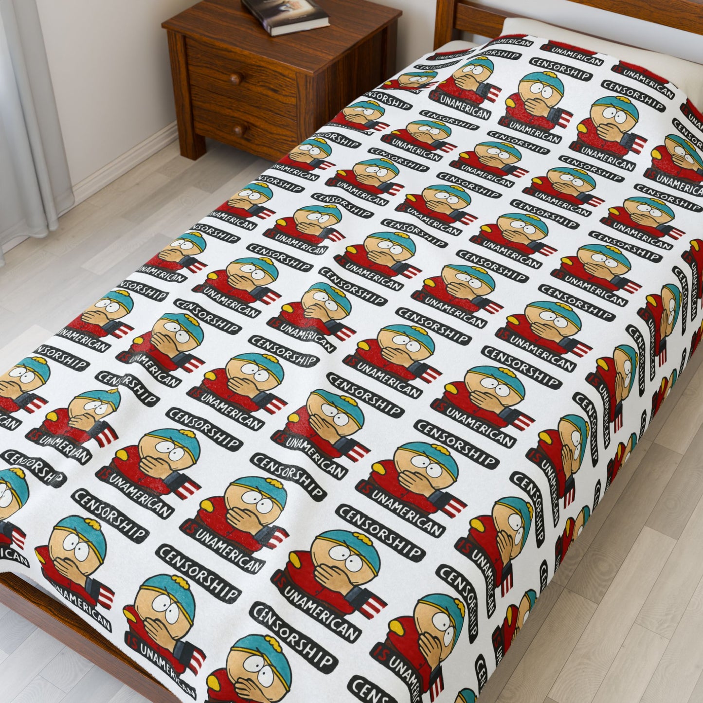 Cartman Cozy Velveteen Plush Blanket for Comfort, Cartoons, Gifts, Home Decor, Snuggling