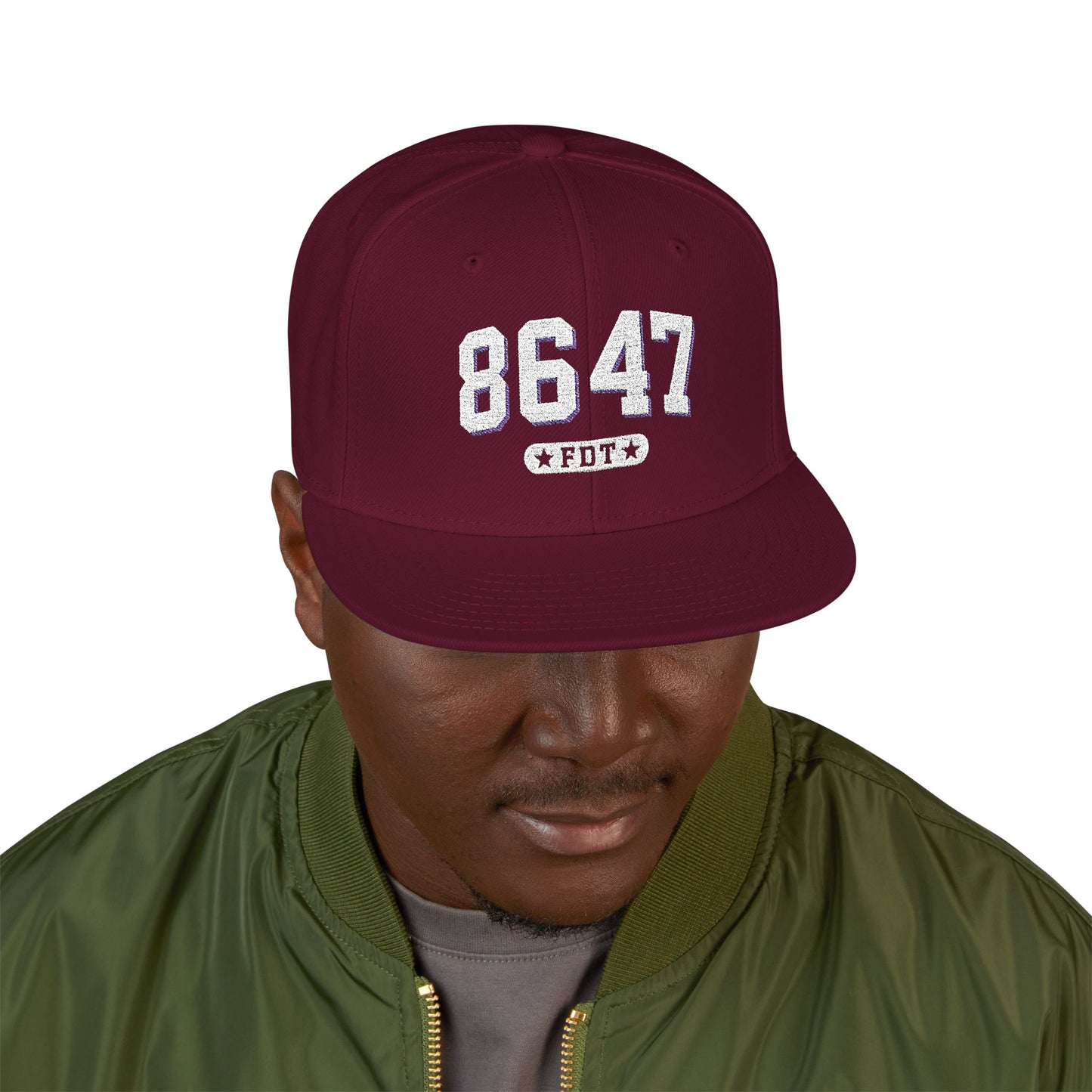 8647 FDT Snapback Cap, Embroidered Baseball Hat, Trendy Street Style, Gift for Political Enthusiasts, Unisex Fashion Headwear