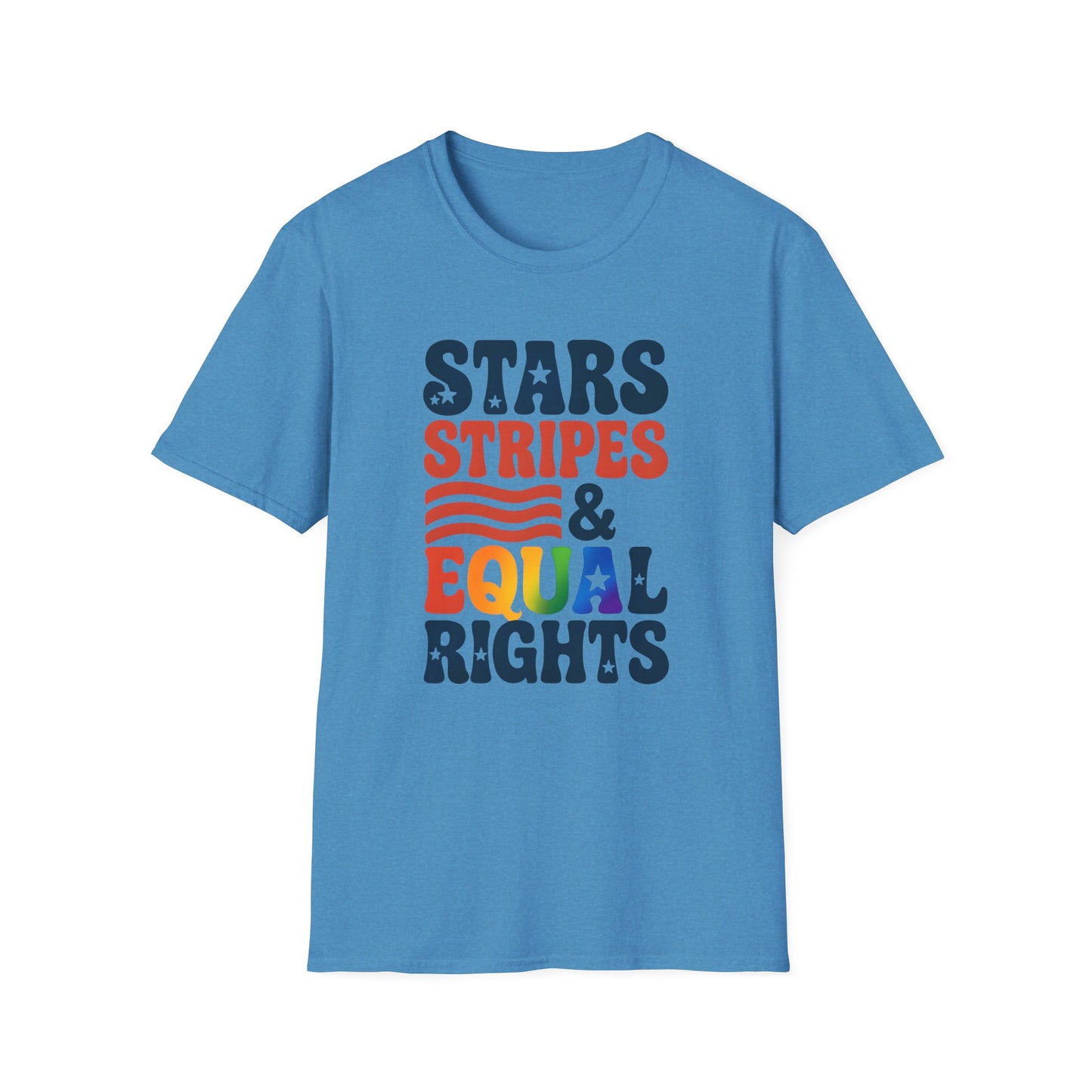 Stars Stripes and Equal Rights unisex tee, Casual protest Gift, LGBTQ tee, Unisex Softstyle Shirt,  Family Wear, gay rights