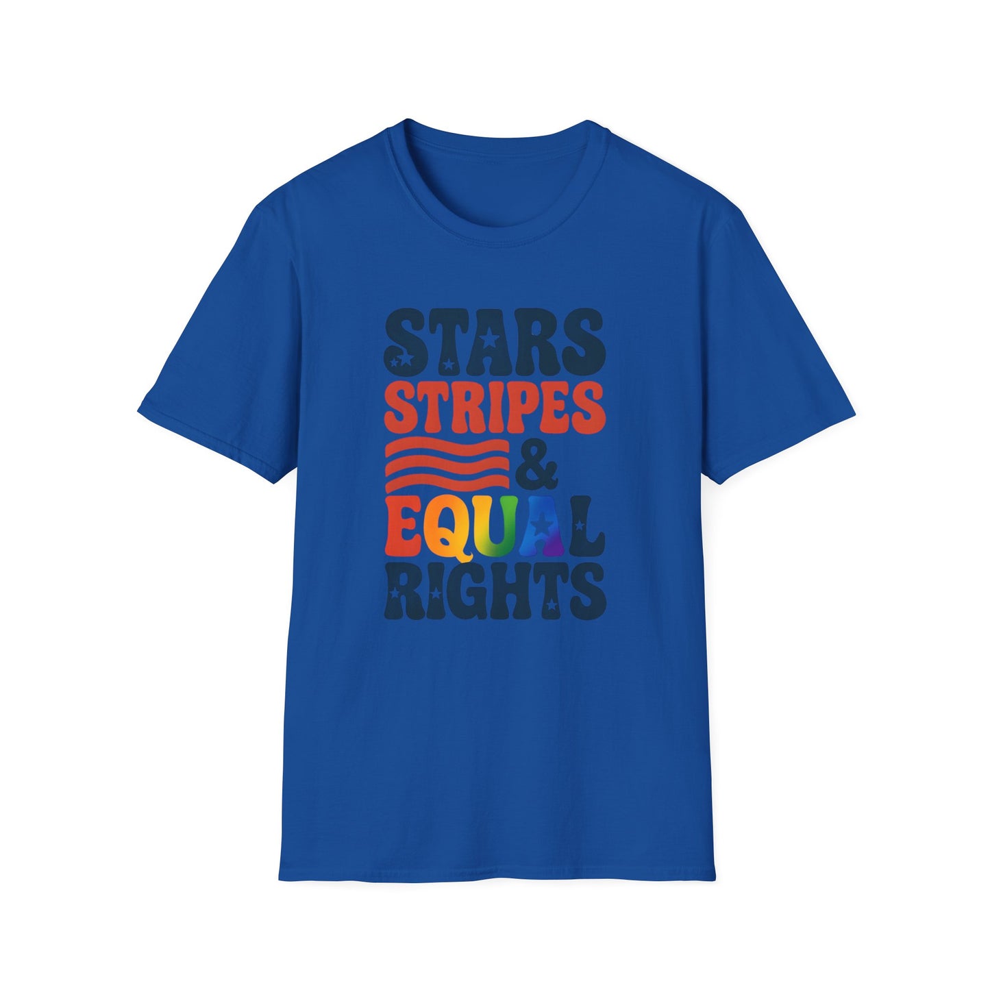 Stars Stripes and Equal Rights unisex tee, Casual protest Gift, LGBTQ tee, Unisex Softstyle Shirt,  Family Wear, gay rights