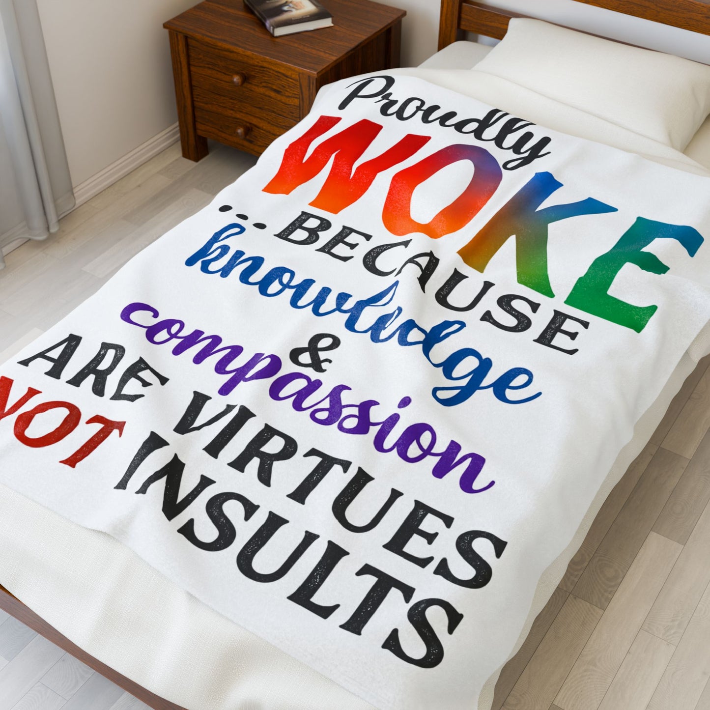 Woke Verse Plush Blanket, Cozy Gift for Activists, Soft Home Decor, Thoughtful Present, Inspirational Throw