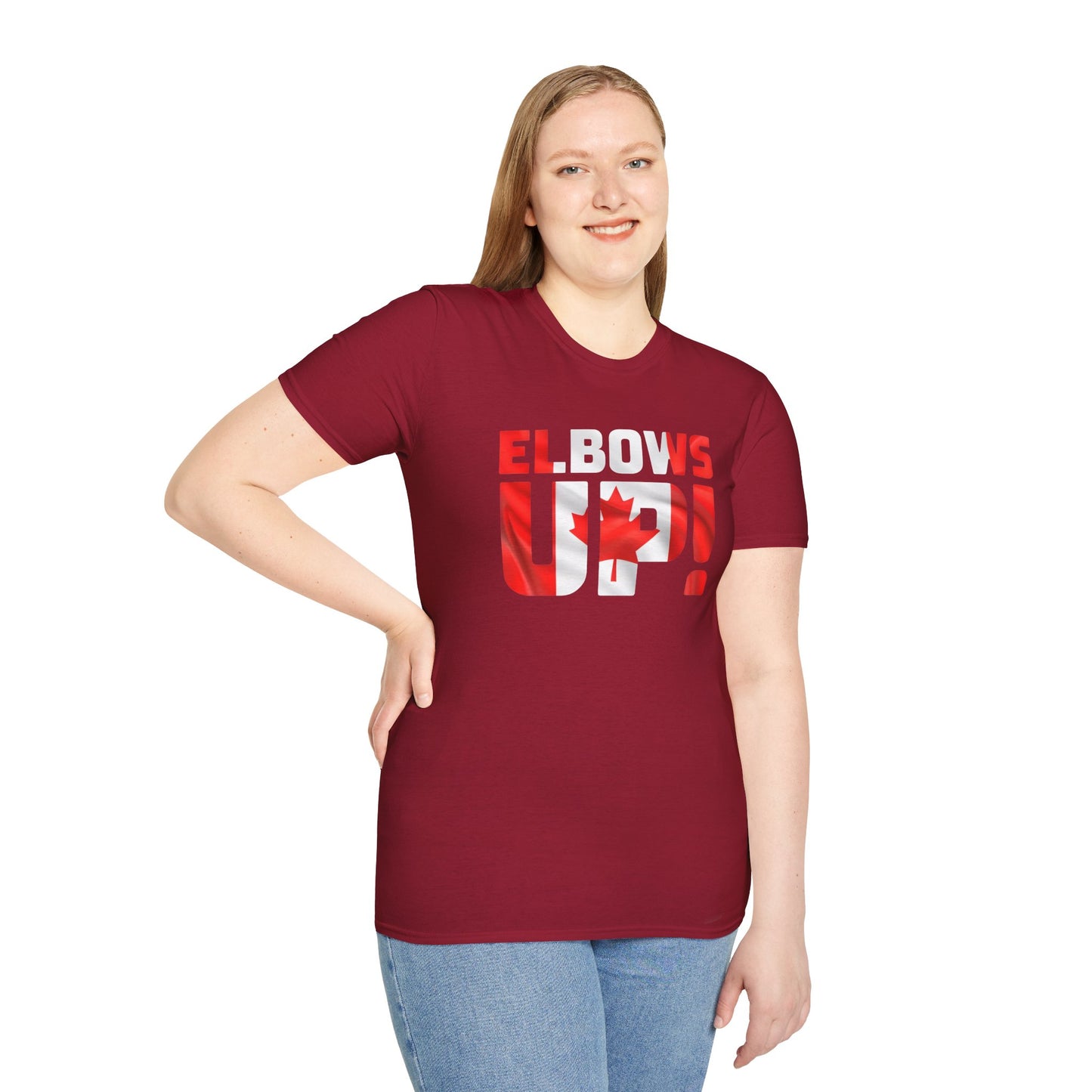 Canadian Pride Elbows Up T-Shirt, Unisex Tee, Fun Canada Day Apparel, Gift for Canada Lovers, Comfortable Travel Shirt