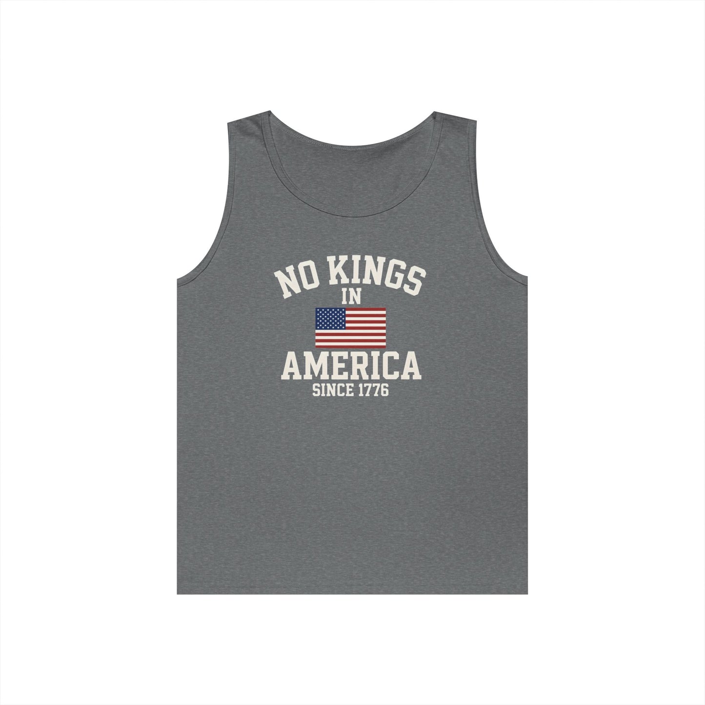 Unisex Heavy Cotton Tank Top - 'No Kings In America' Patriotic Tee, Independence Day Gift, Summer Wear, Casual Top, Freedom Statement Shirt