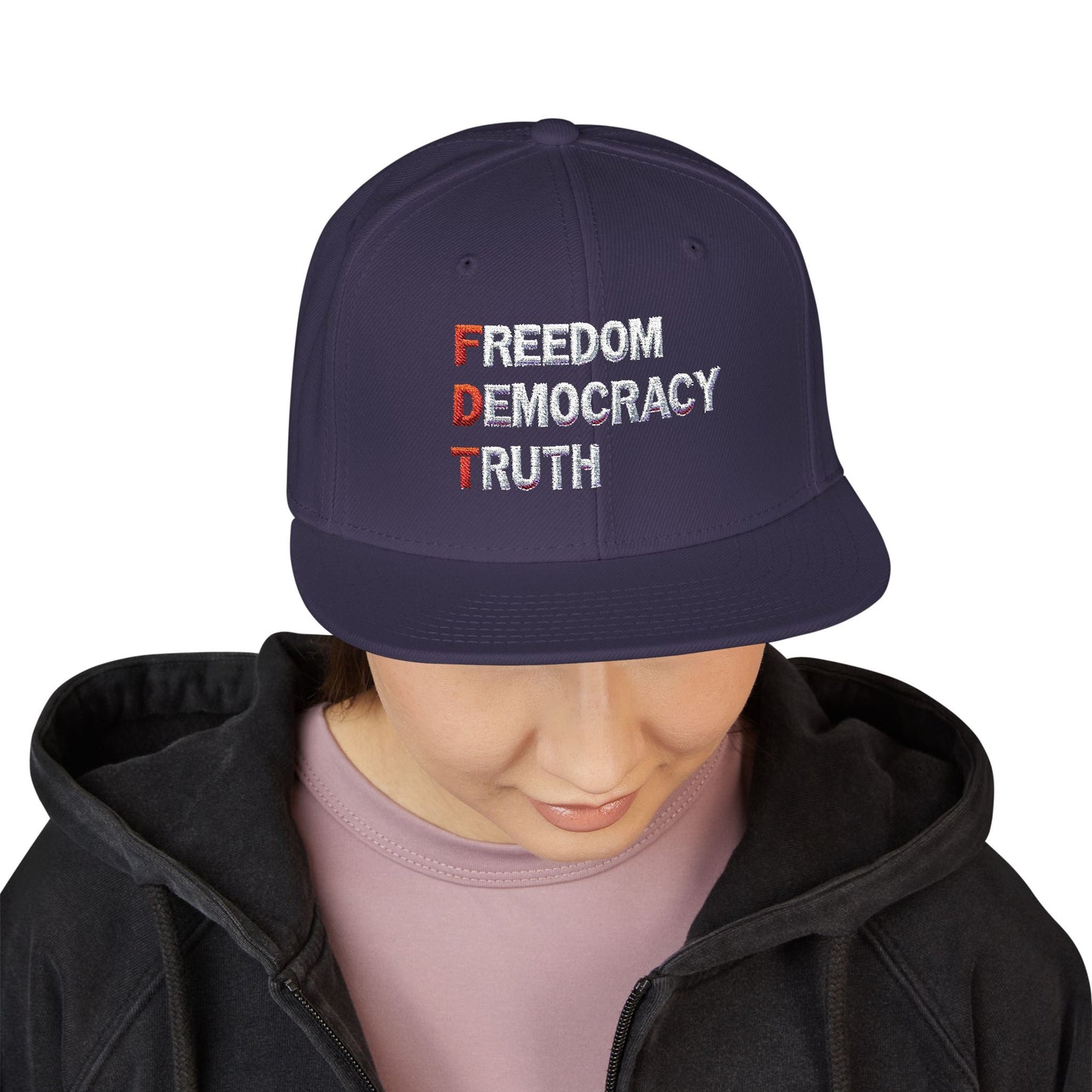 Freedom Democracy Truth Snapback Hat - Stylish Streetwear Cap for Casual Outfits, Perfect Gift for Sports Fans, Adjustable Fit