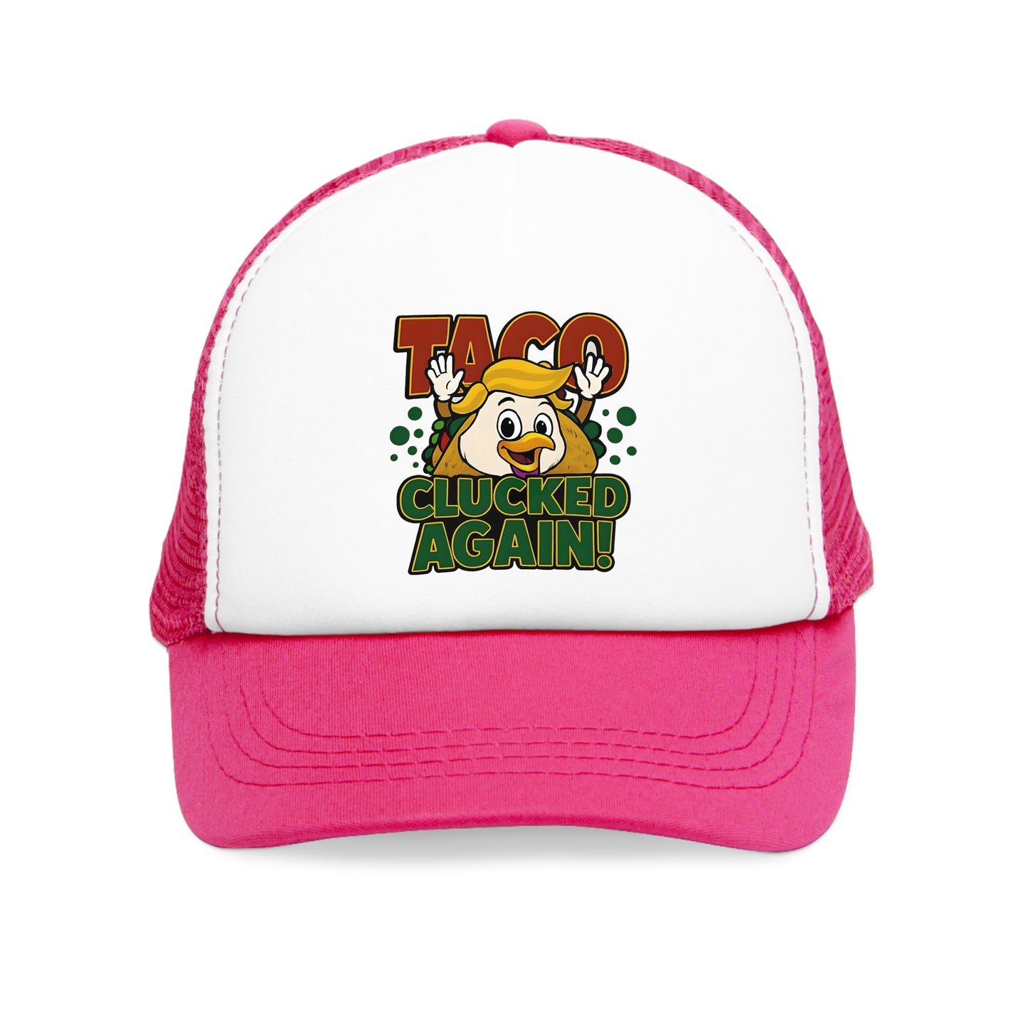 Funny Taco Mesh Cap - Taco Lovers Trucker Hat, Gift for Foodies, Quirky Fashion Accessory, BBQ, Party, Culinary Fun, Clucked Again!