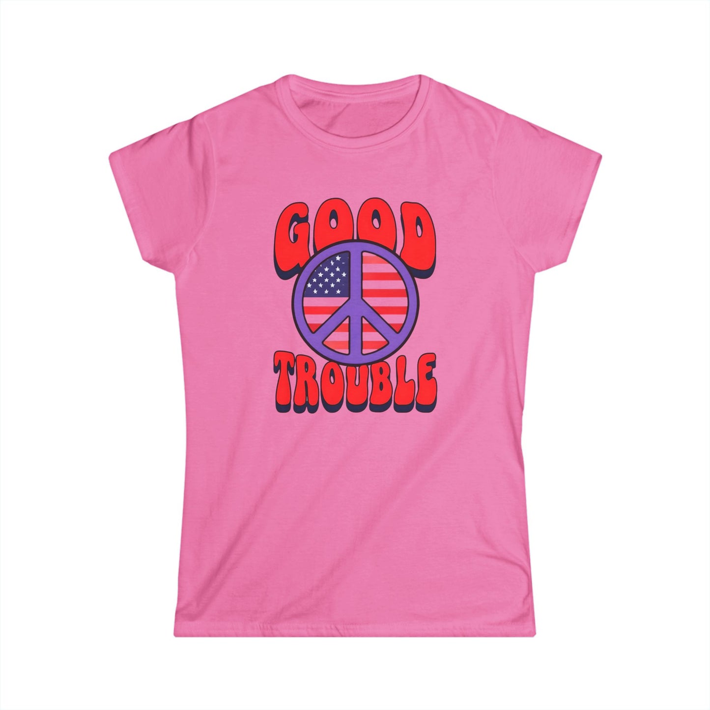 Women's Ladies Fit Tee - 'Good Trouble' Vintage Style, Casual Wear, Freedom Fashion, Political Statement Shirt, Peace Vibe Apparel