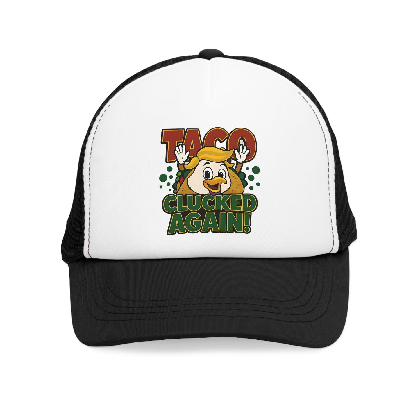 Funny Taco Mesh Cap - Taco Lovers Trucker Hat, Gift for Foodies, Quirky Fashion Accessory, BBQ, Party, Culinary Fun, Clucked Again!