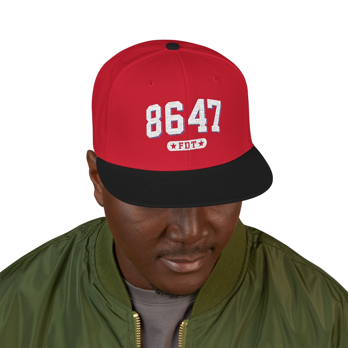 8647 FDT Snapback Cap, Embroidered Baseball Hat, Trendy Street Style, Gift for Political Enthusiasts, Unisex Fashion Headwear
