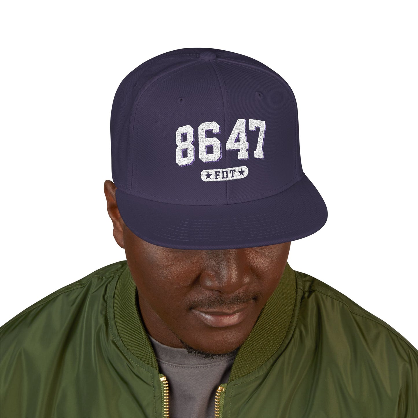 8647 FDT Snapback Cap, Embroidered Baseball Hat, Trendy Street Style, Gift for Political Enthusiasts, Unisex Fashion Headwear