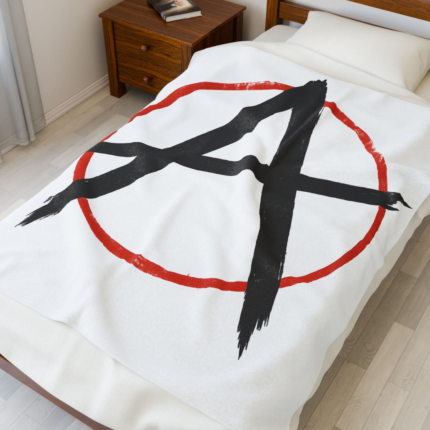 Anarchy Rebellious Plush Blanket, Cozy Throw Blanket, Anarchy Symbol Blanket, Soft Velvet Blanket for Home Decor, Gift for Activists