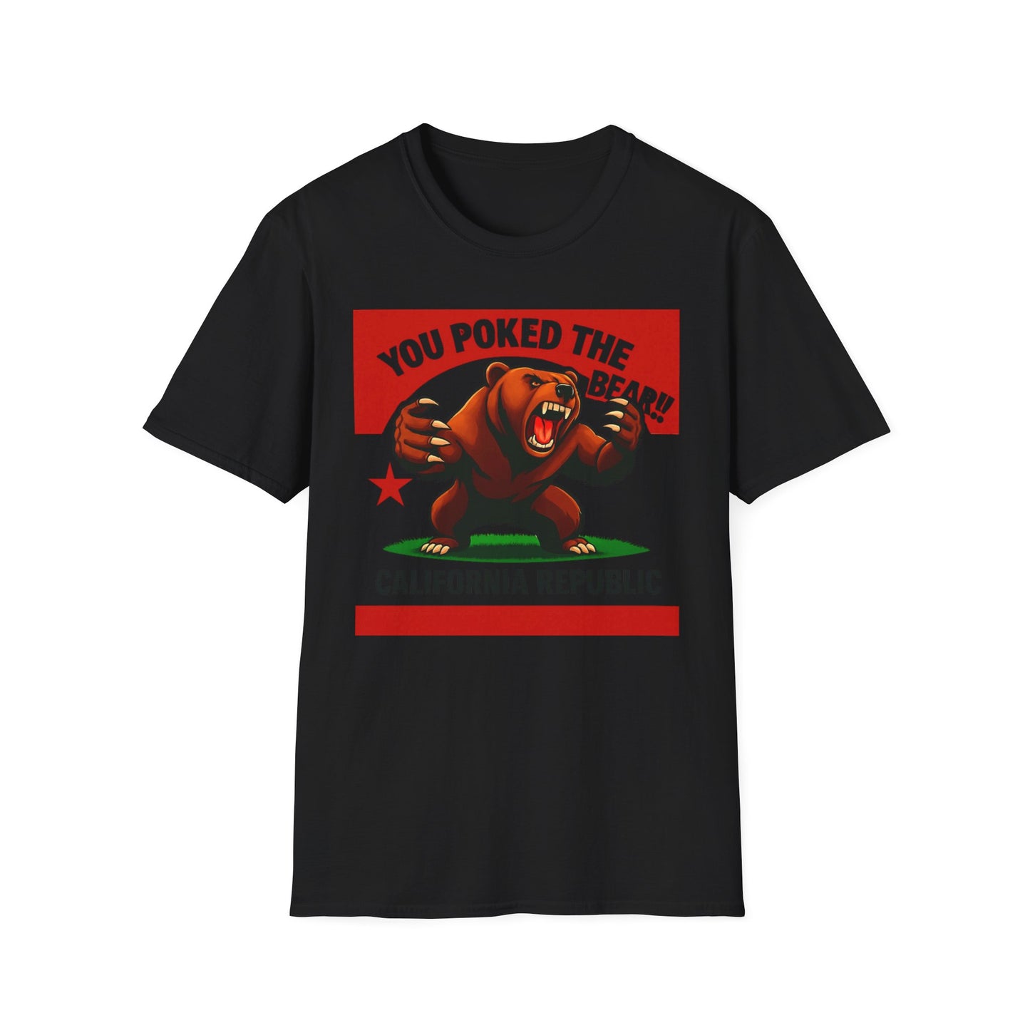 You Poked The Bear!! California Bear Graphic Tee, Unisex Softstyle T-Shirt, Cute Funny Shirt, Gift for Friends, California Pride Apparel