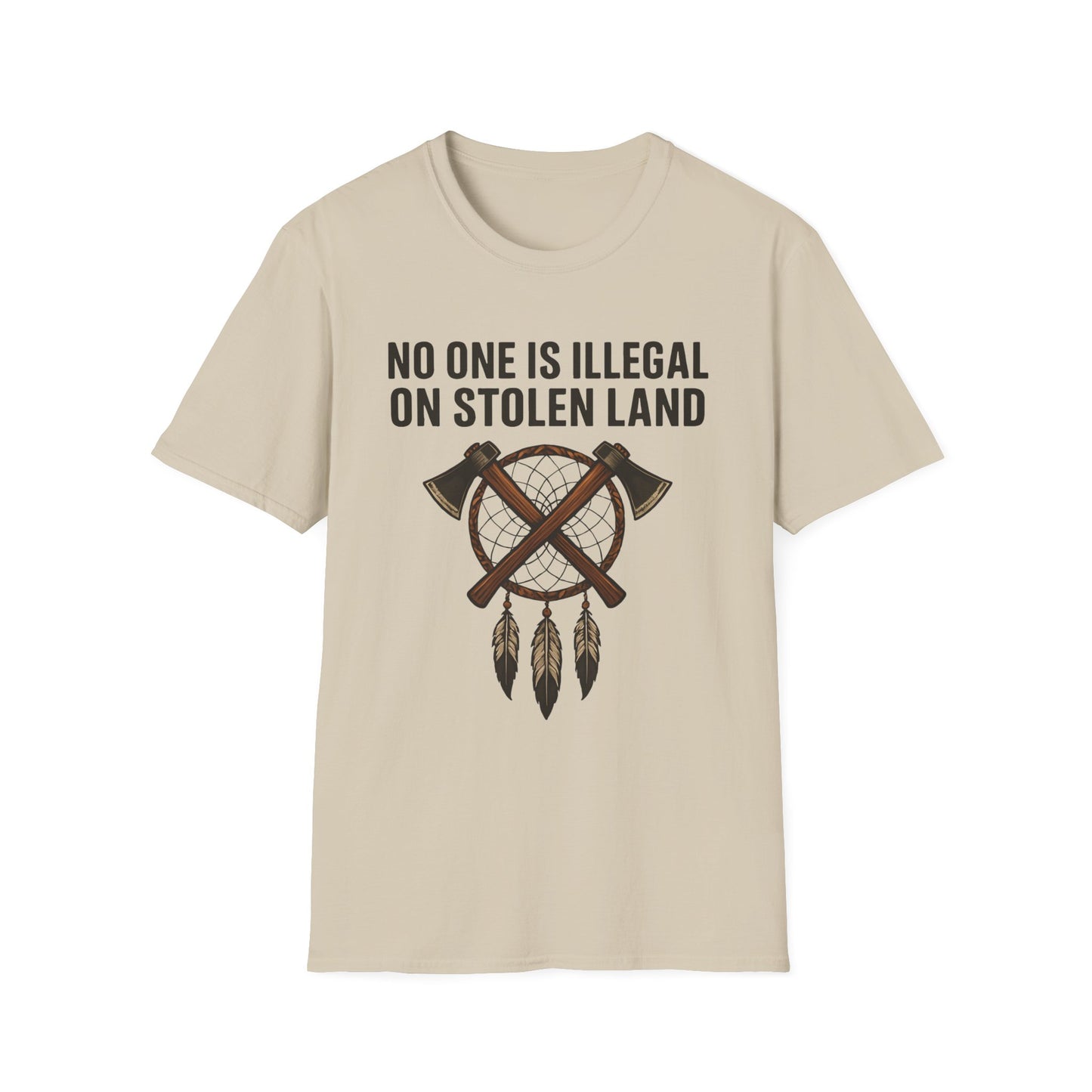 No One is illegal on Stolen Land t-shirt | Eco-Friendly Apparel, Casual Wear, Statement Tee, Social Justice Shirt, Gift Idea
