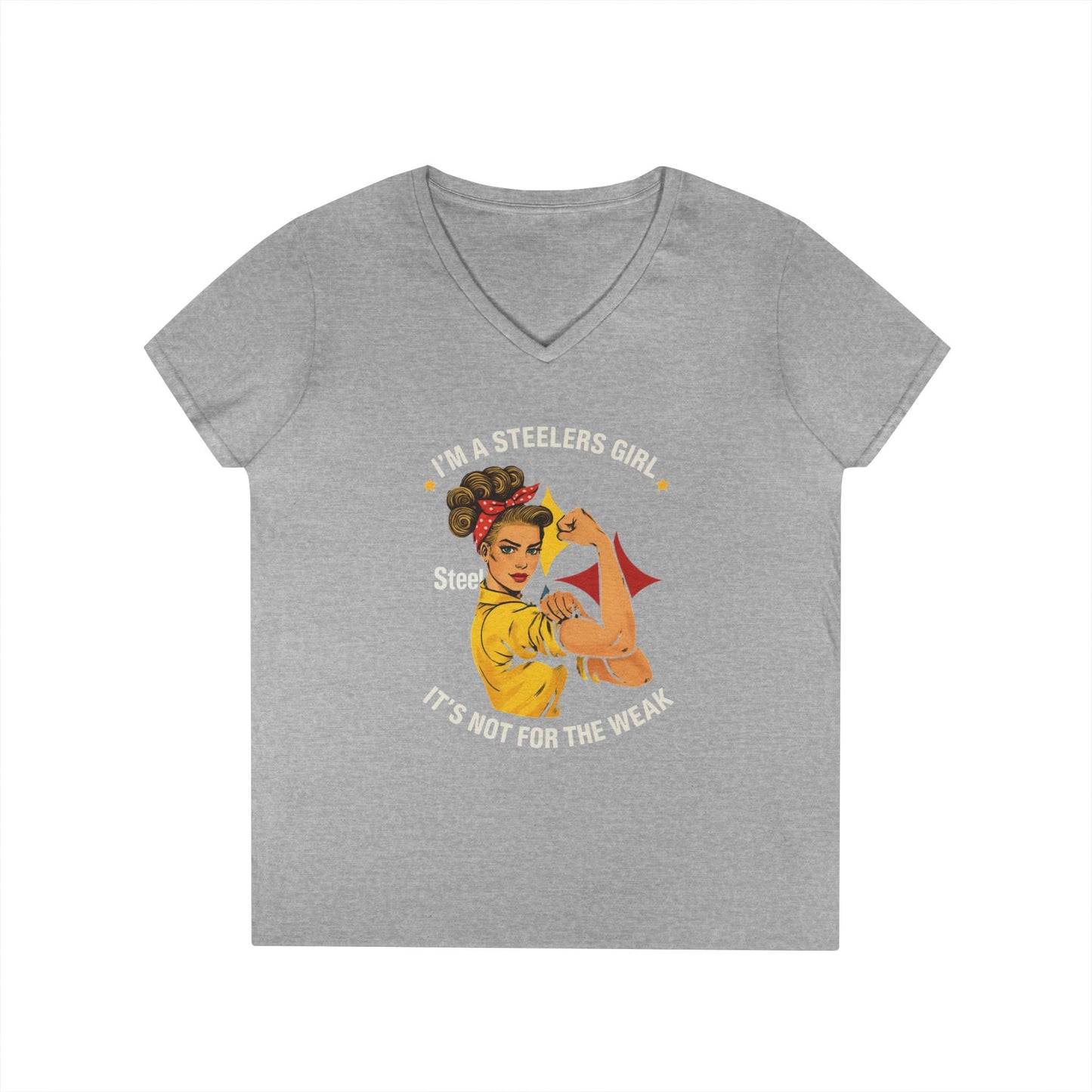 Steelers Girl V-Neck T-Shirt | Empowering Sports Apparel, Perfect for Game Day, Ladies' Casual Wear, Unique Gift Idea