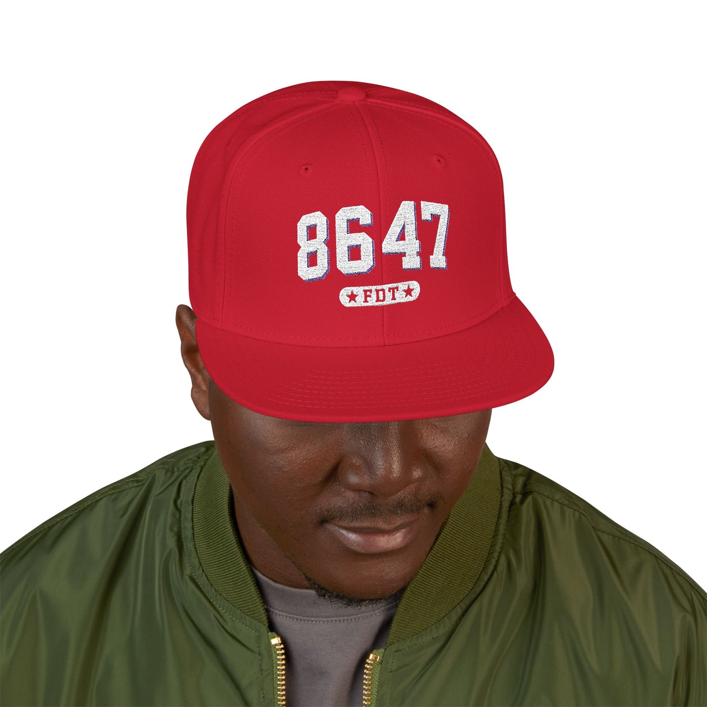 8647 FDT Snapback Cap, Embroidered Baseball Hat, Trendy Street Style, Gift for Political Enthusiasts, Unisex Fashion Headwear
