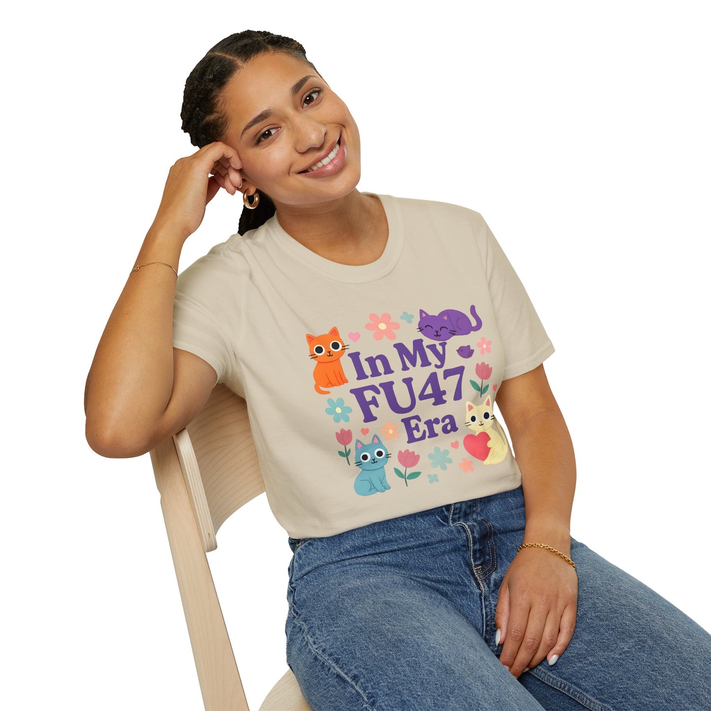 In My FU47 Era Unisex Tee, Cat Lover Gift, Comfortable Casual Wear, Funny Pet Humor, Perfect for Birthdays