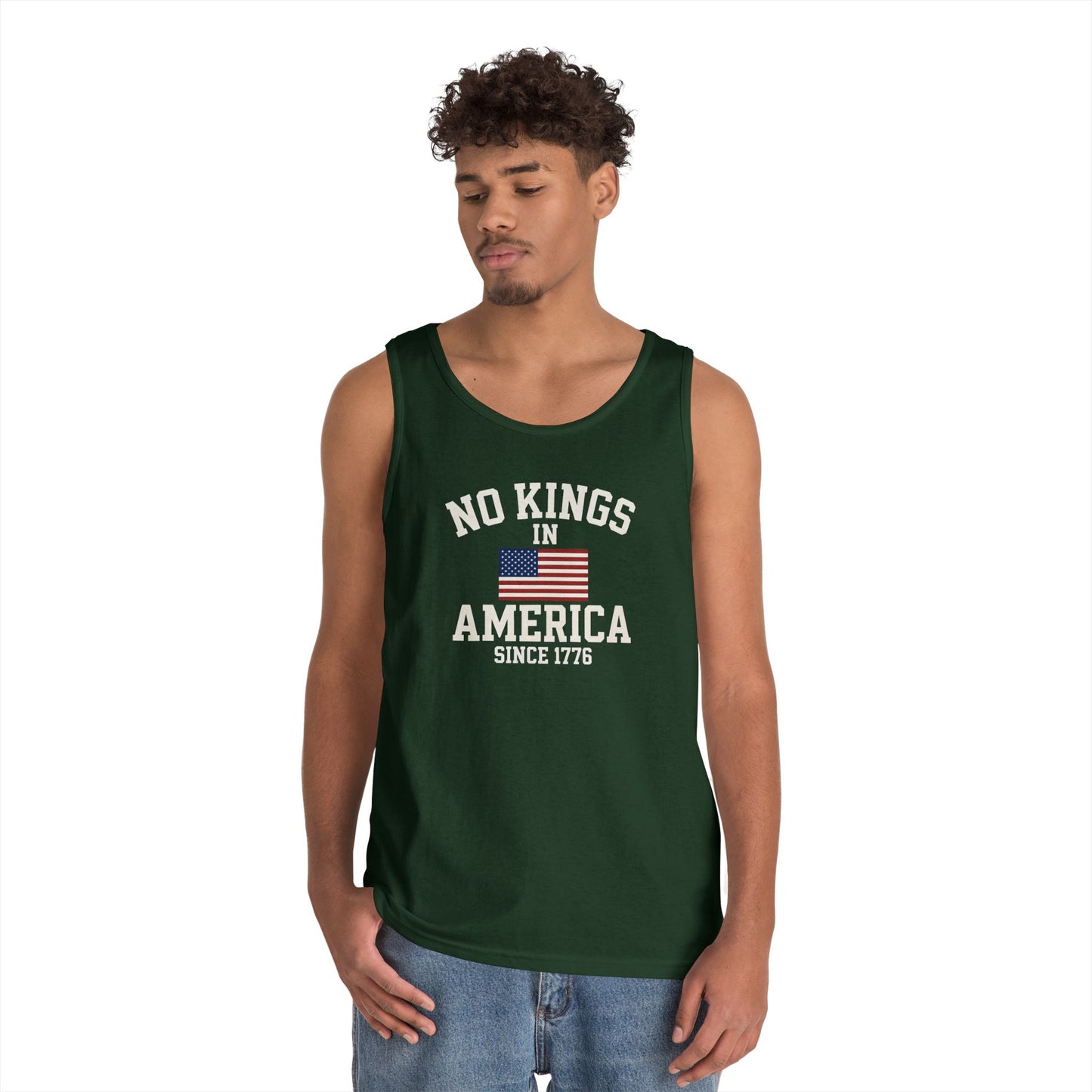Unisex Heavy Cotton Tank Top - 'No Kings In America' Patriotic Tee, Independence Day Gift, Summer Wear, Casual Top, Freedom Statement Shirt
