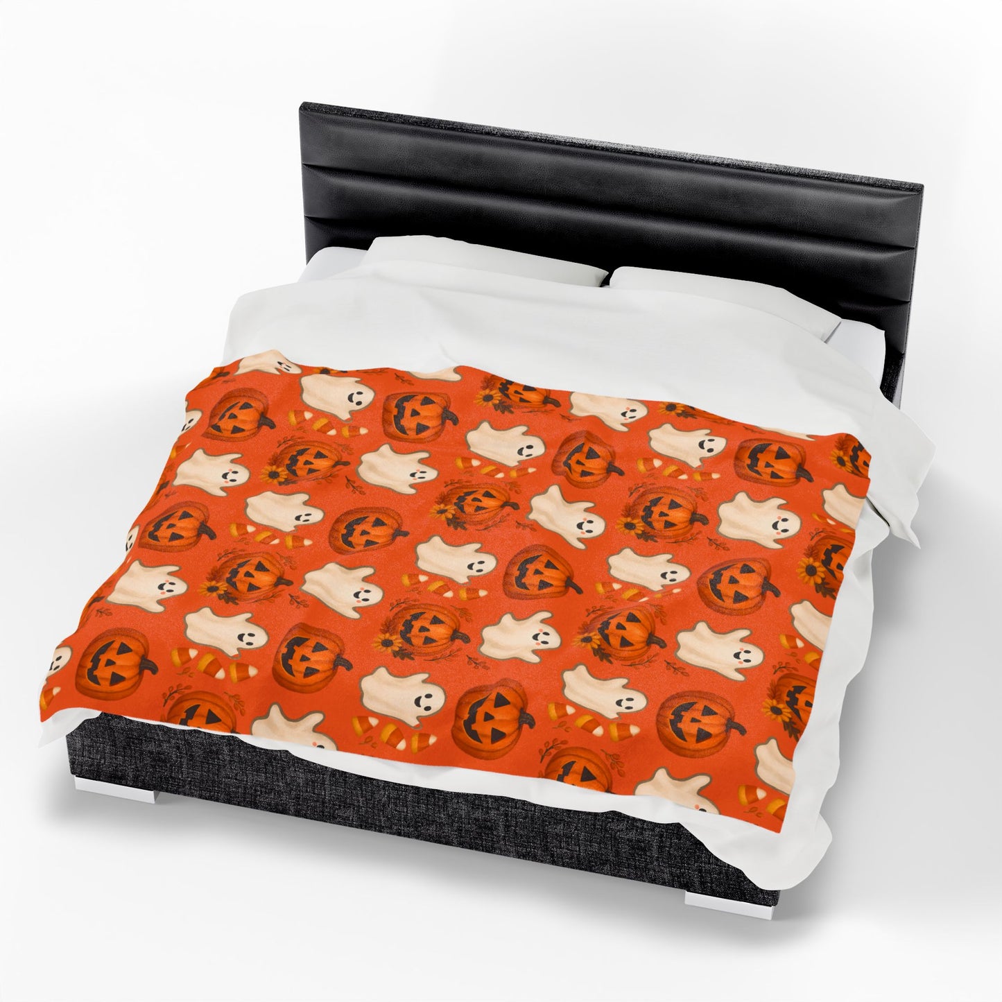 Halloween Velveteen Plush Blanket, Cozy Spooky Decor, Fall Festival Gift, Haunted House Accessories, Kids Room Snuggle