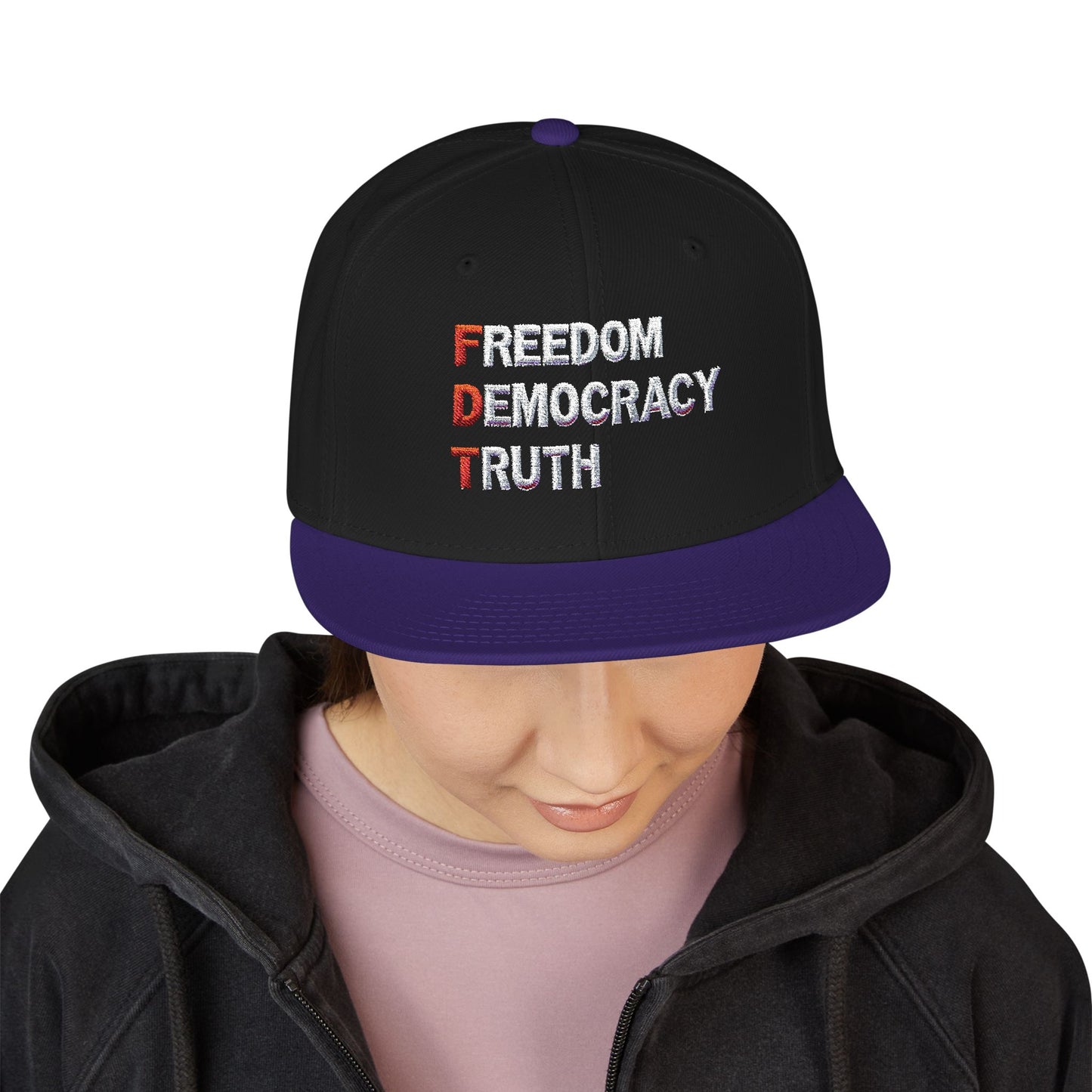 Freedom Democracy Truth Snapback Hat - Stylish Streetwear Cap for Casual Outfits, Perfect Gift for Sports Fans, Adjustable Fit