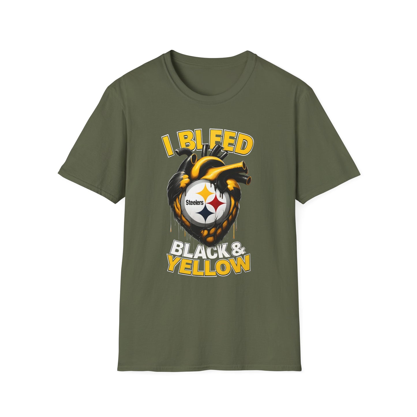 Pittsburgh Steelers Fan T-Shirt, Unisex Softstyle Tee, Black & Yellow Sports Shirt, Casual Game Day Apparel, Gift for Football Enthusiasts