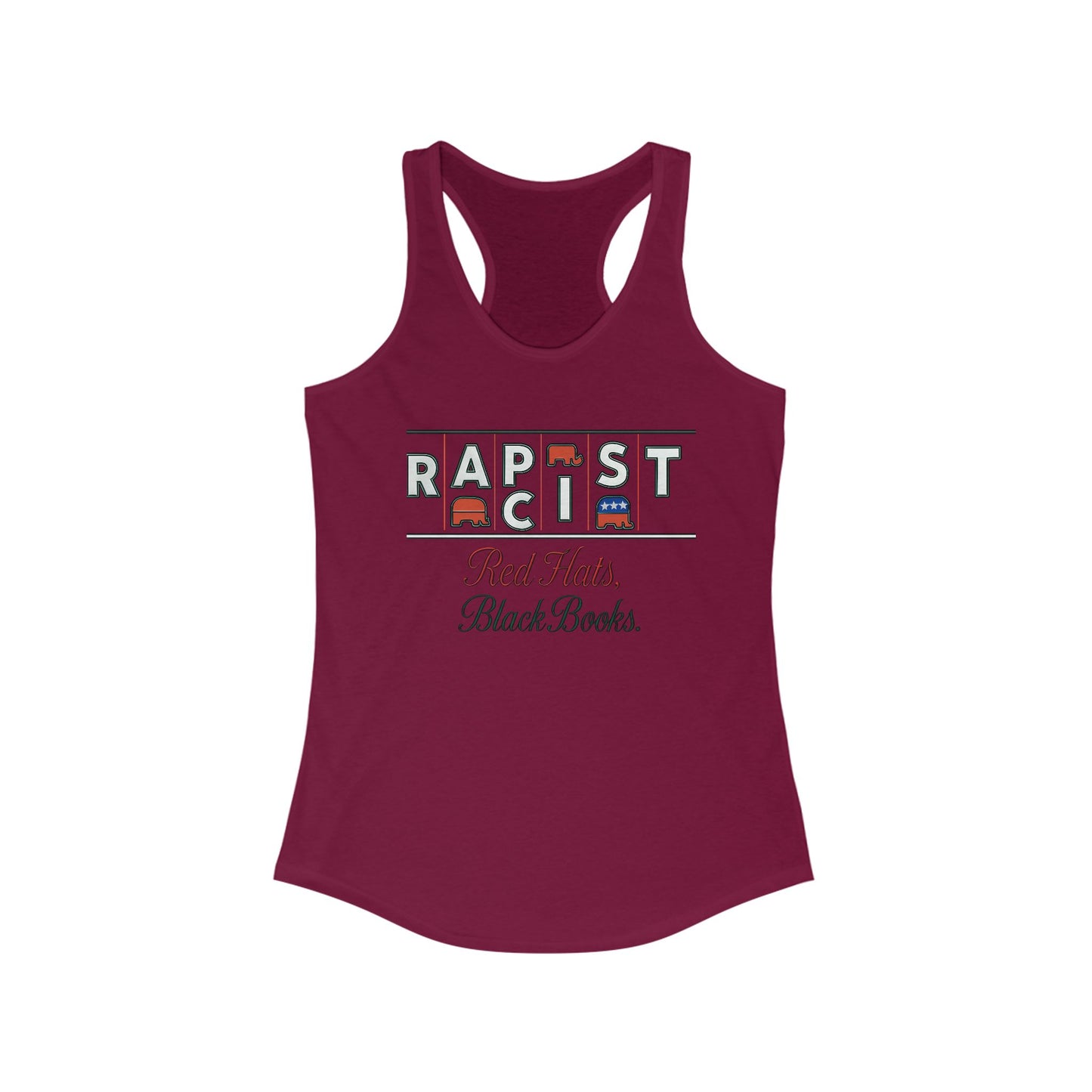 Red Hats, Black Books. Empowering Women's Racerback Tank - Bold Statement Tee, Activism Top, Fitness Shirt, Gift for Her, Casual Summer Wear