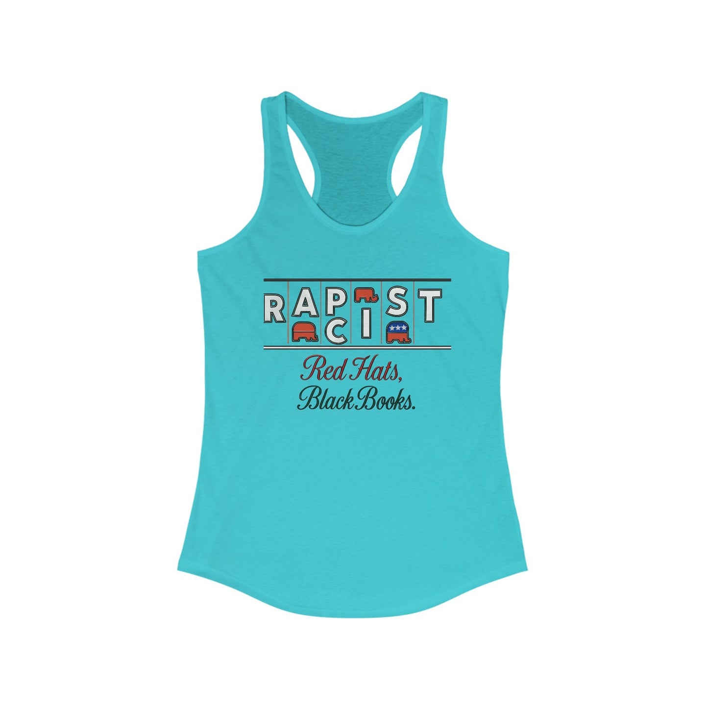 Red Hats, Black Books. Empowering Women's Racerback Tank - Bold Statement Tee, Activism Top, Fitness Shirt, Gift for Her, Casual Summer Wear
