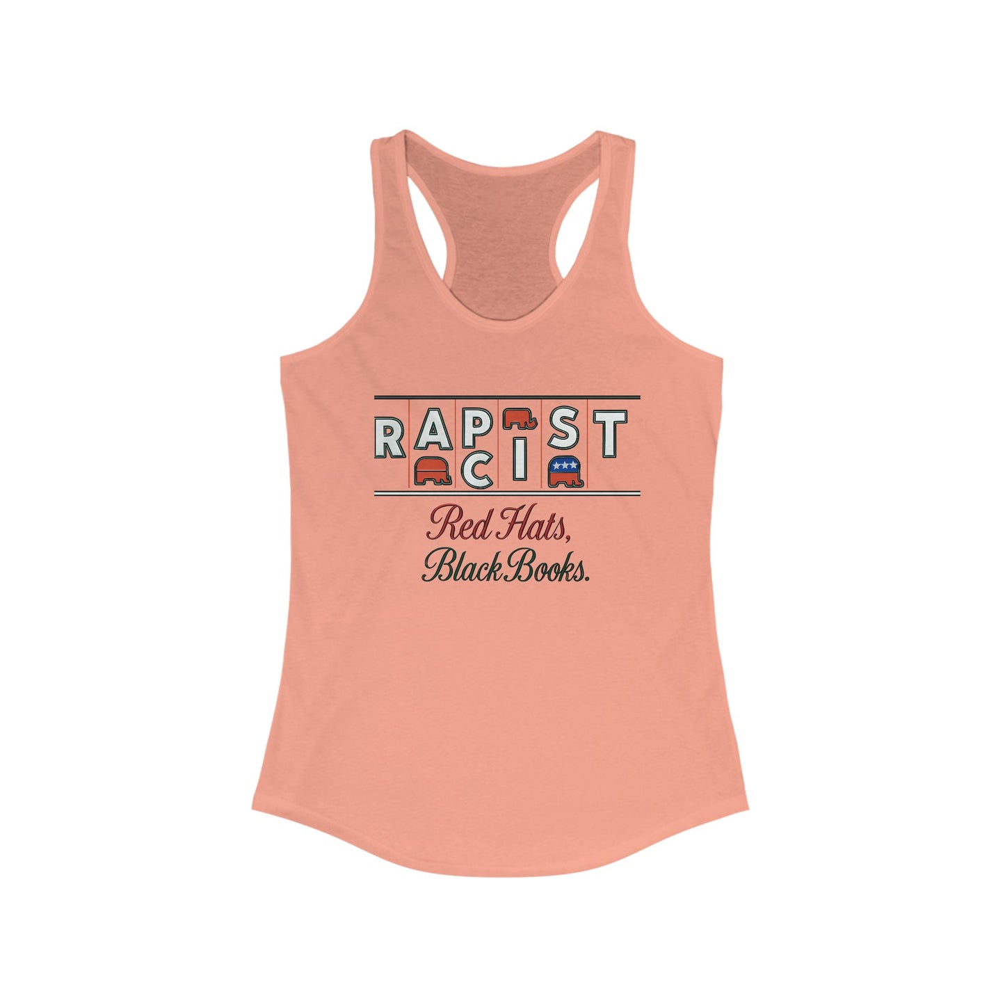 Red Hats, Black Books. Empowering Women's Racerback Tank - Bold Statement Tee, Activism Top, Fitness Shirt, Gift for Her, Casual Summer Wear